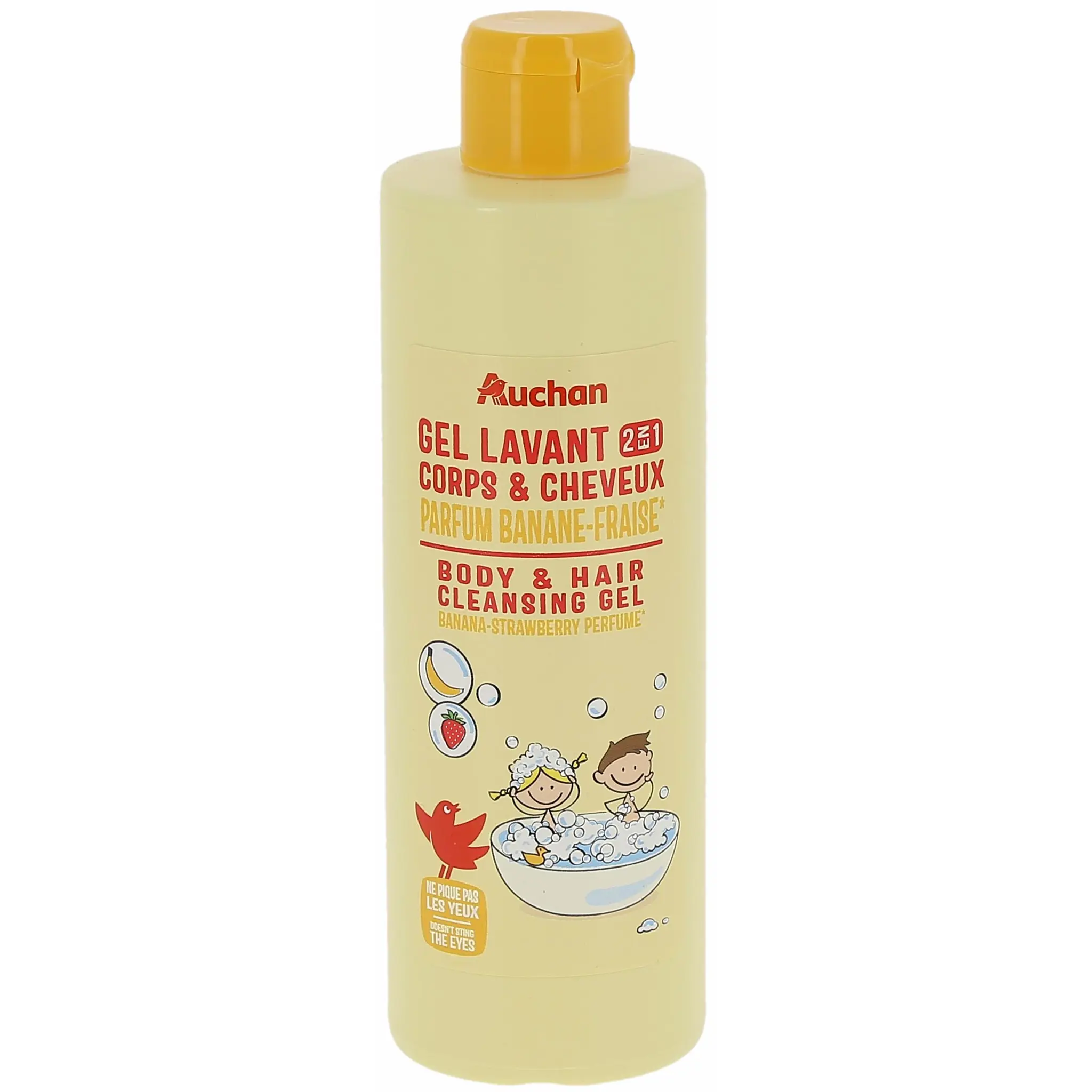 AUCHAN Gel lavant 2en1 corps & cheveux parfum banane fraise
