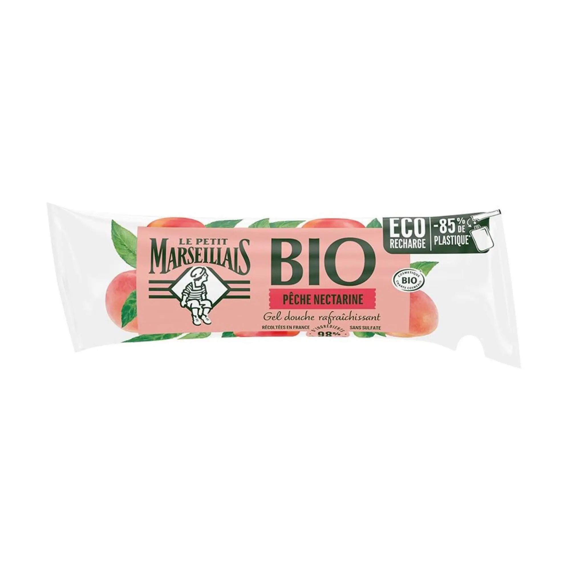 LE PETIT MARSEILLAIS Recharge gel douche bio rafraîchissant pêche nectarine