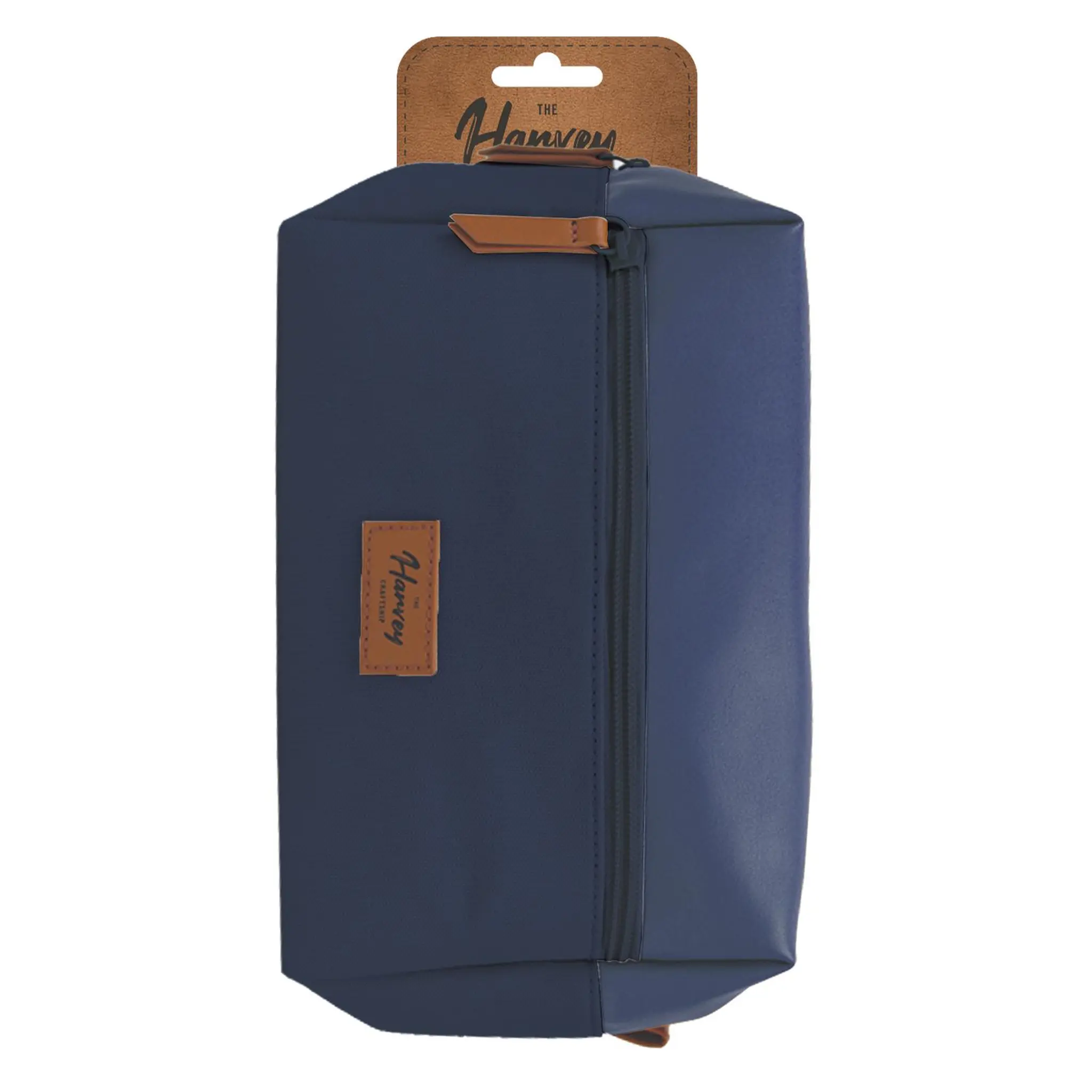 FRENCH TENDANCE Harvey Collection Trousse de toilette homme simili cuir et coton bleu 21cmx14cmx10cm