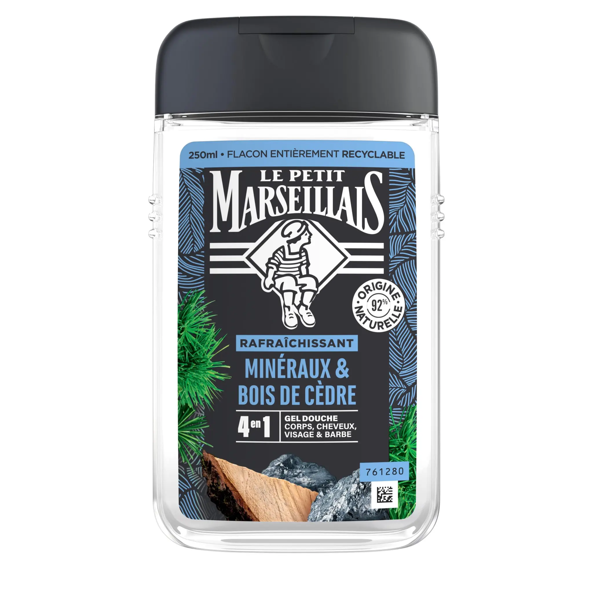LE PETIT MARSEILLAIS Gel douche homme 4 en 1 minéraux et bois de cèdre