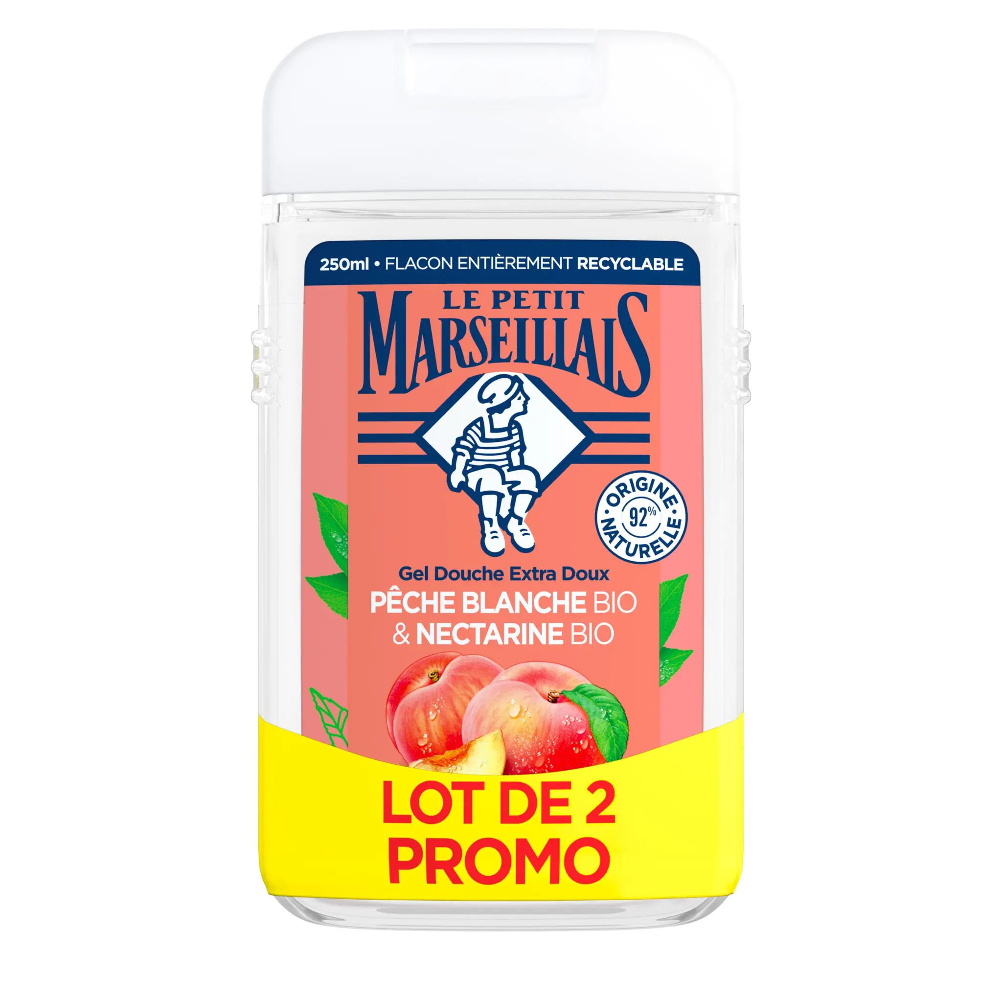 LE PETIT MARSEILLAIS Gel douche extra doux pêche blanche et nectarine bio