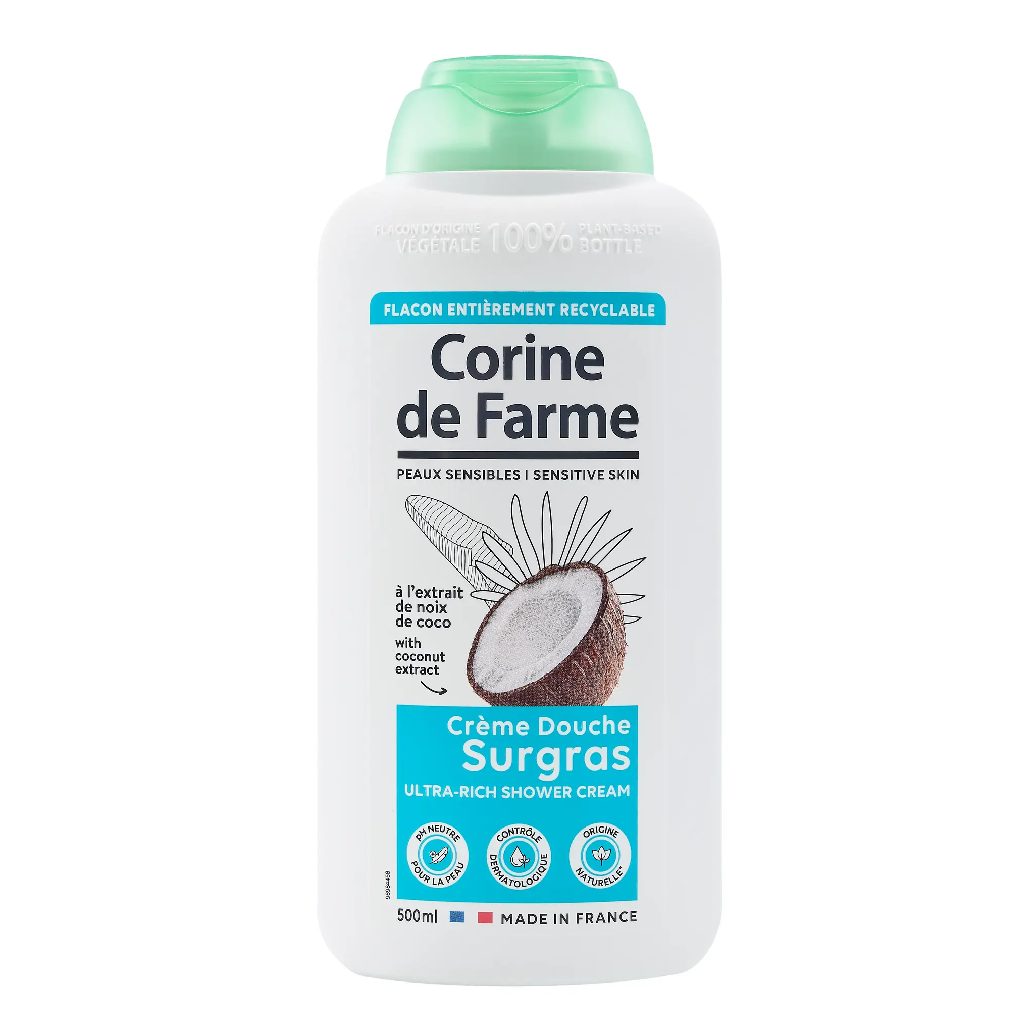 CORINE DE FARME peaux sensibles crème douche surgras noix de coco