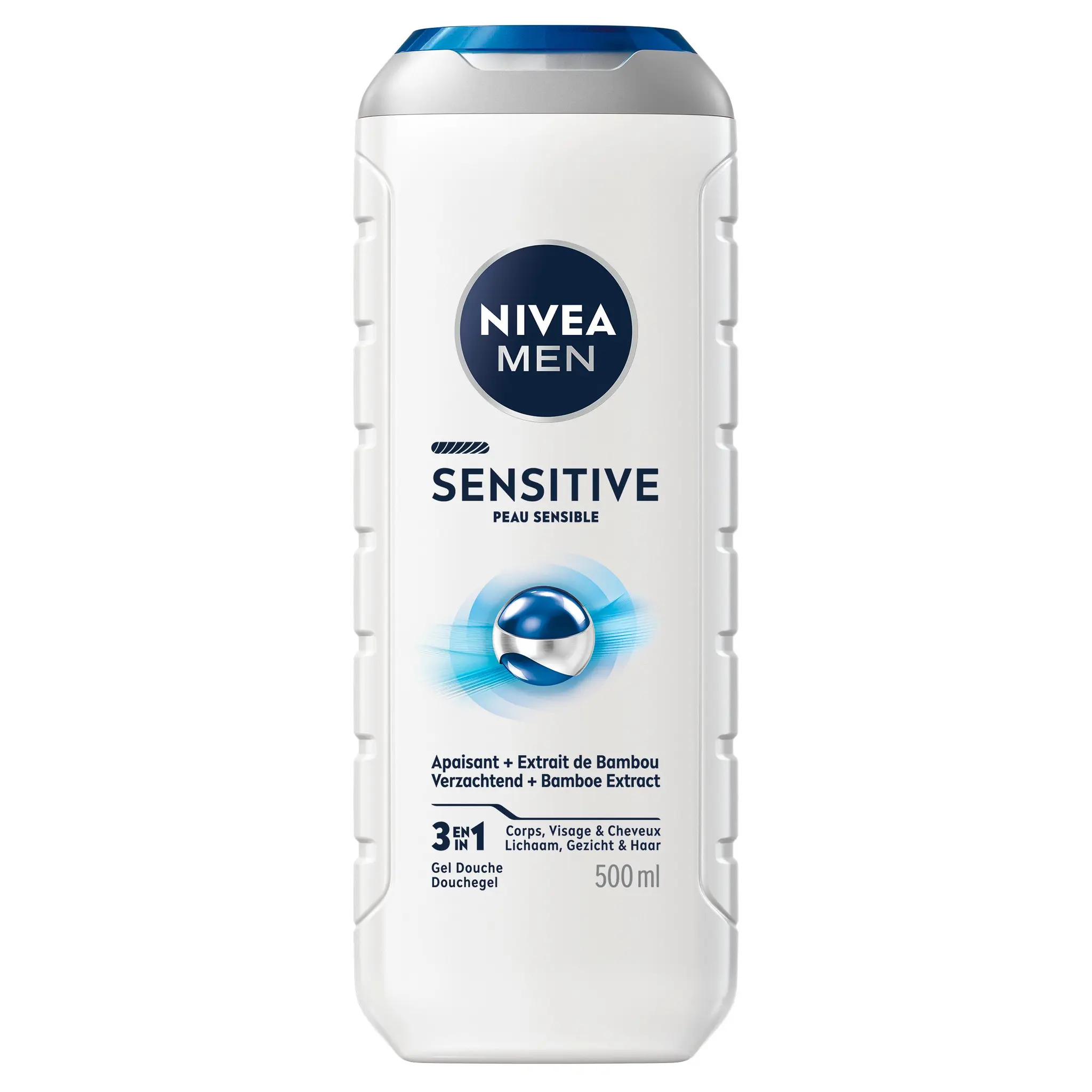 NIVEA MEN Sensitive Gel douche peau sensible extrait de bambou corps visage et cheveux