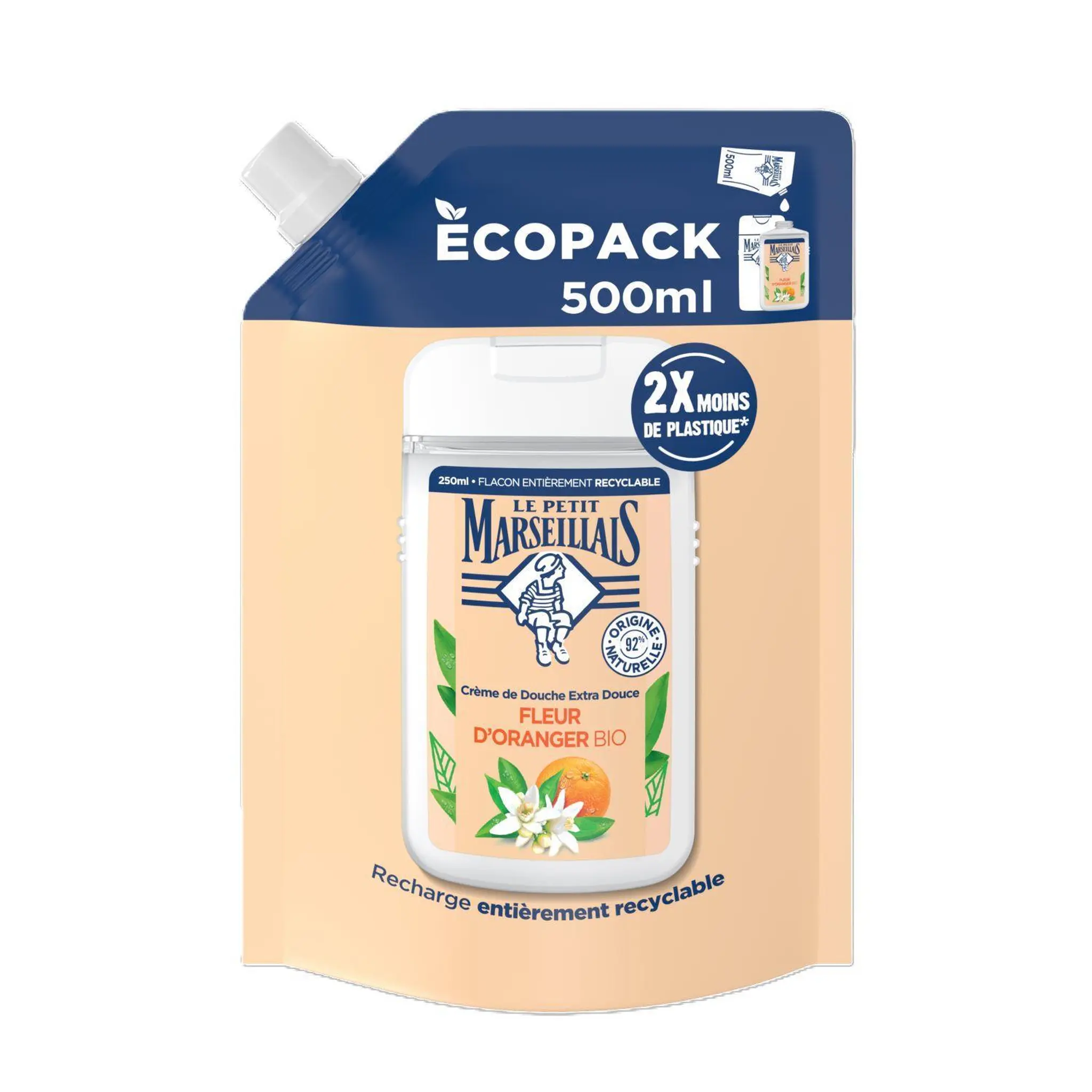 LE PETIT MARSEILLAIS Recharge crème de douche extra douce fleur d'oranger bio