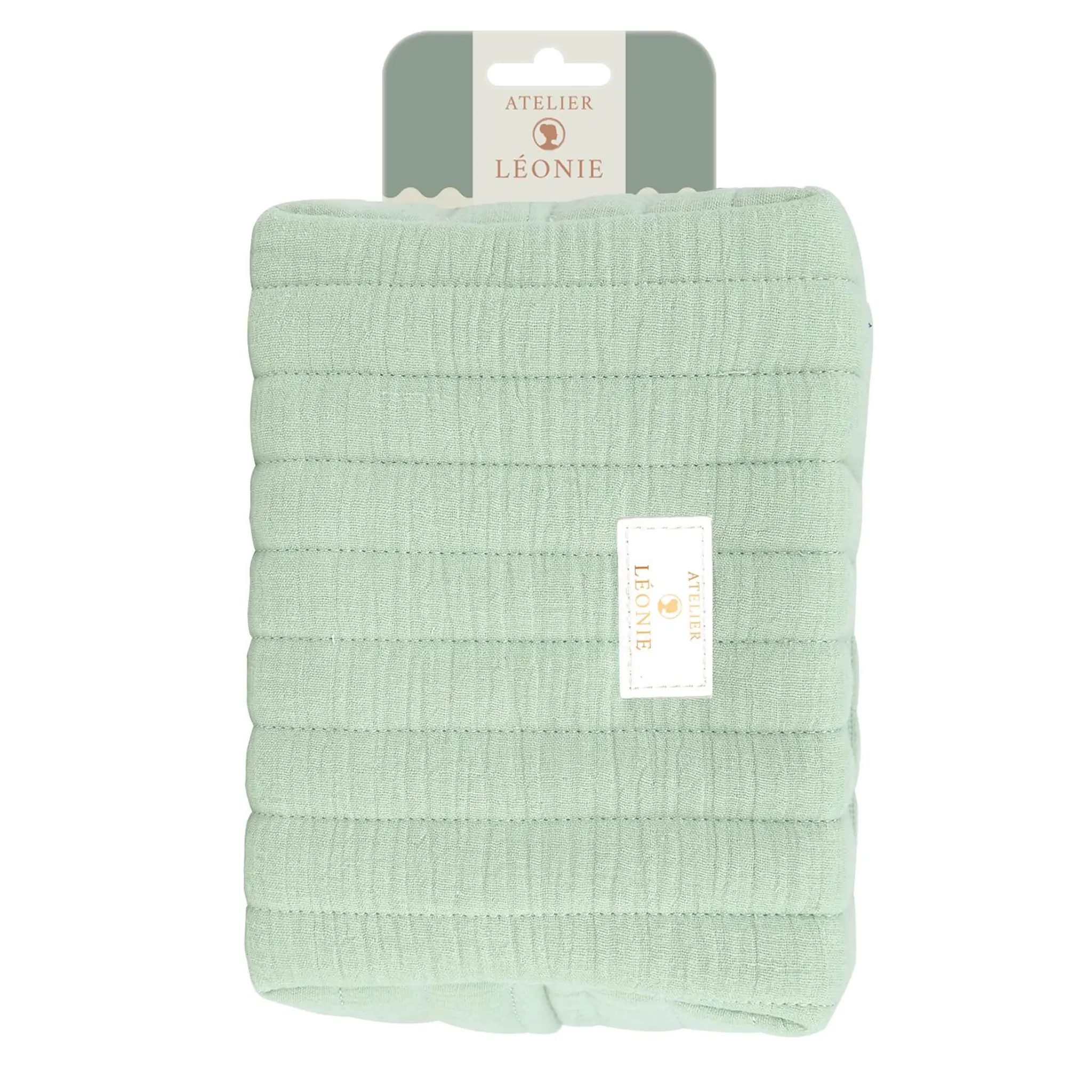 FRENCH TENDANCE Trousse de toilette femme gaze de coton vert 21cmx15cmx11cm