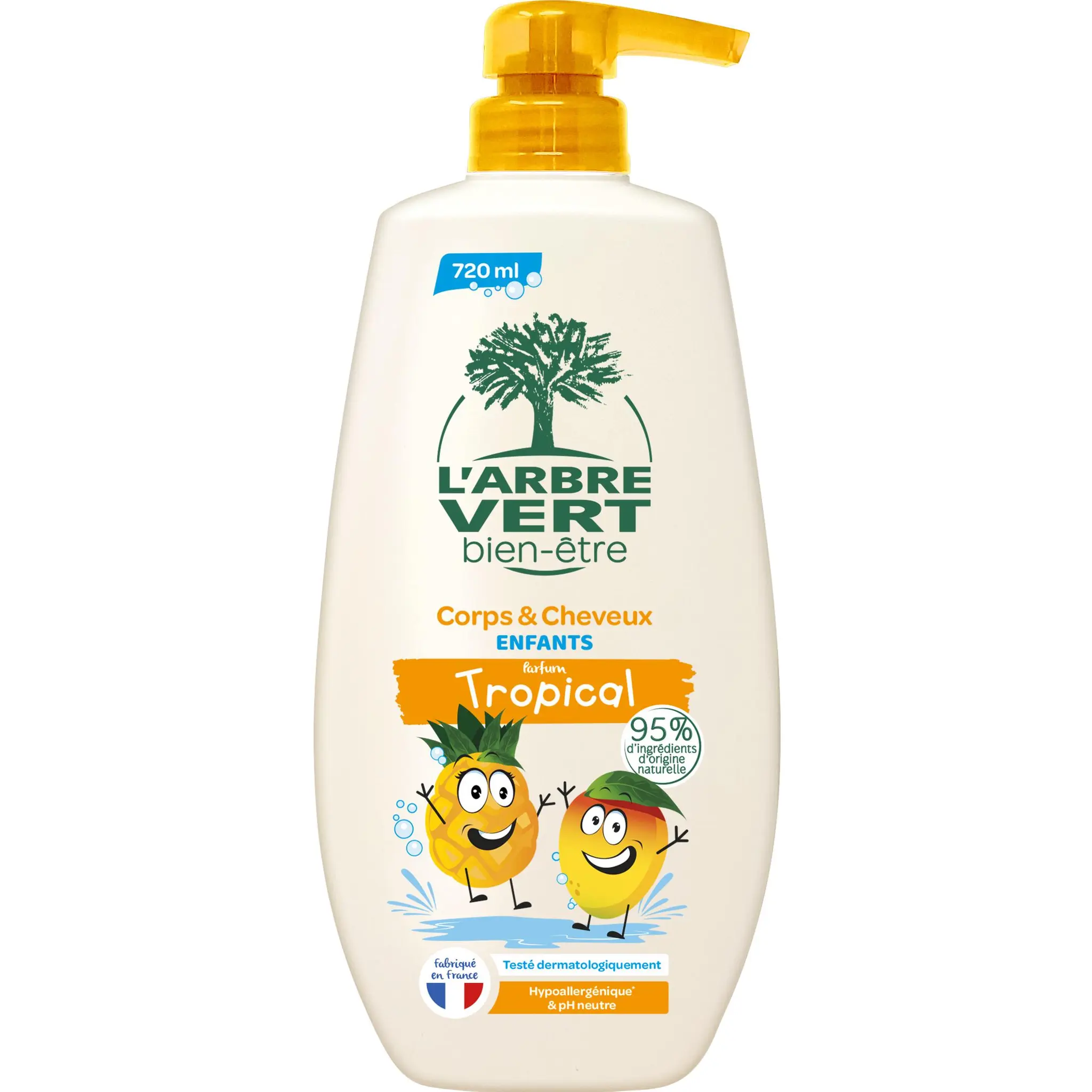 L'ARBRE VERT Bien-être gel lavant corps et cheveux enfants parfum tropical