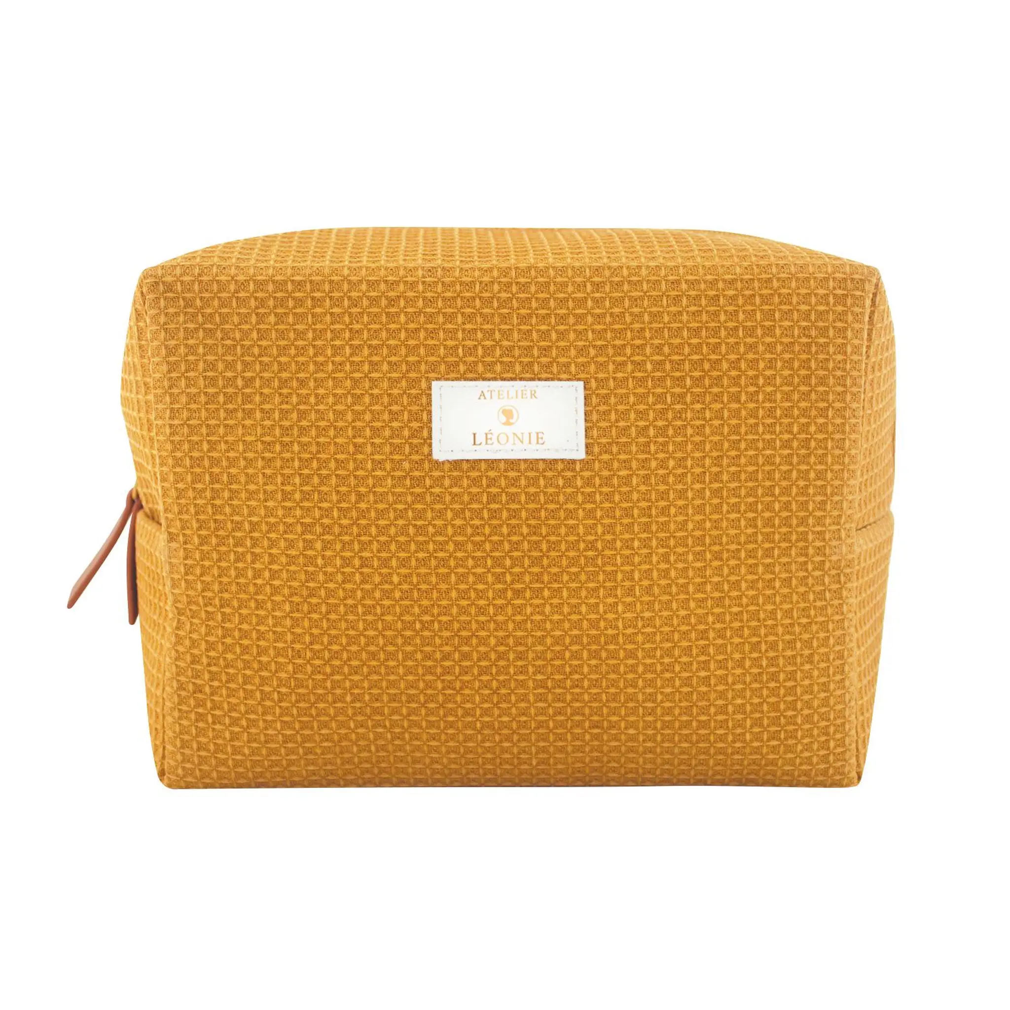 FRENCH TENDANCE Trousse de toilette nid d'abeille ocre 21cmx15cmx11cm