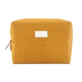 FRENCH TENDANCE Trousse de toilette nid d'abeille ocre 21cmx15cmx11cm