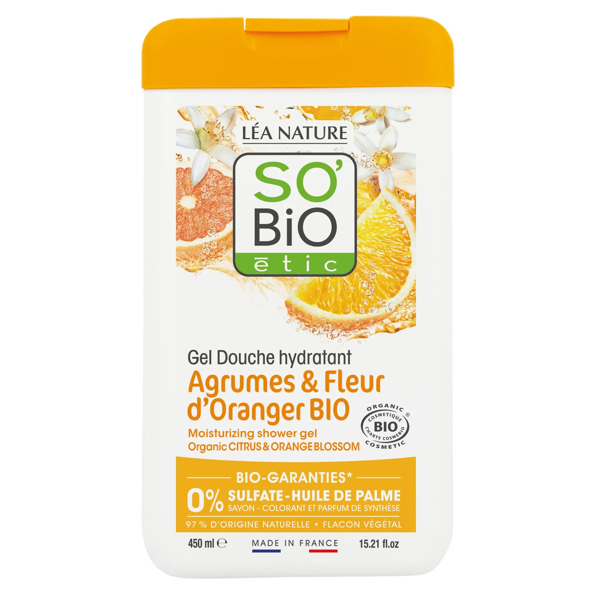SO BIO ETIC Gel douche hydratant argrumes et fleur d'oranger bio