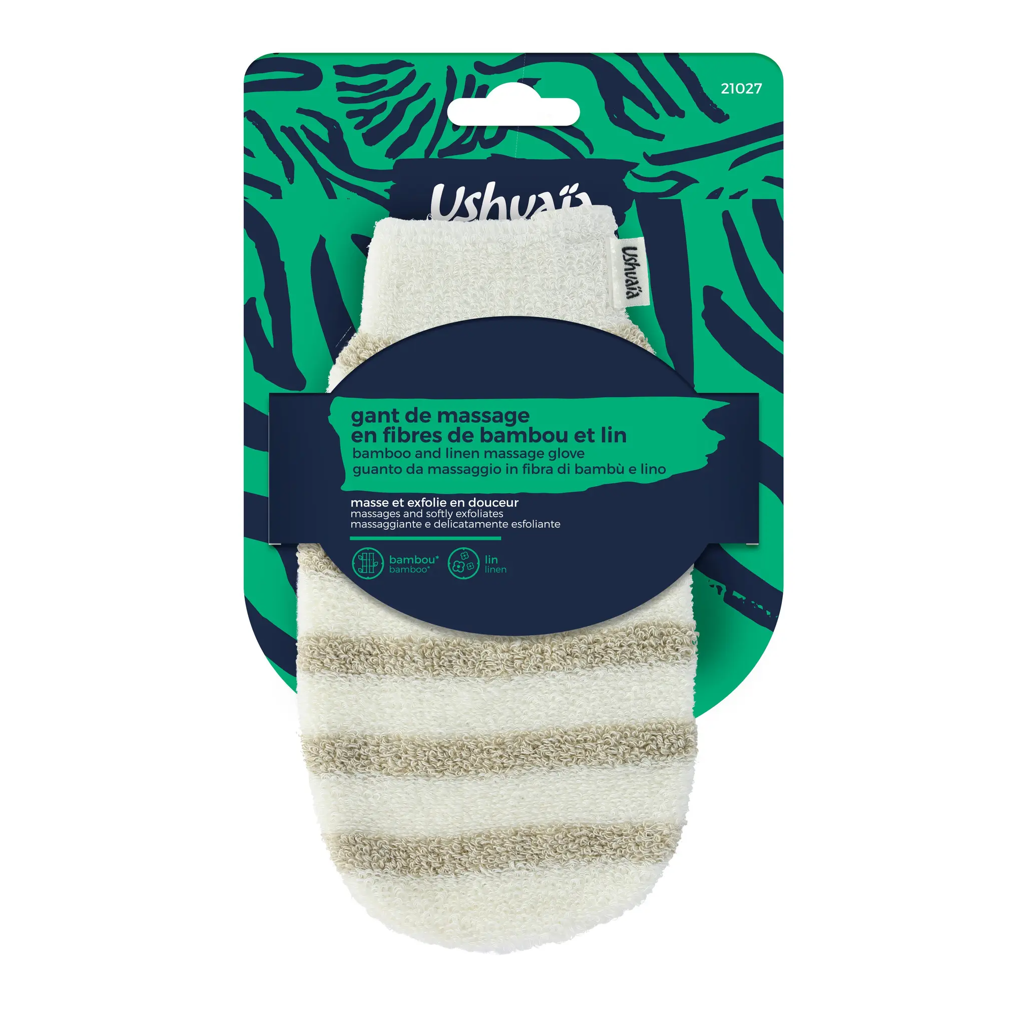 USHUAIA Gant de massage en fibres de bambou et lin
