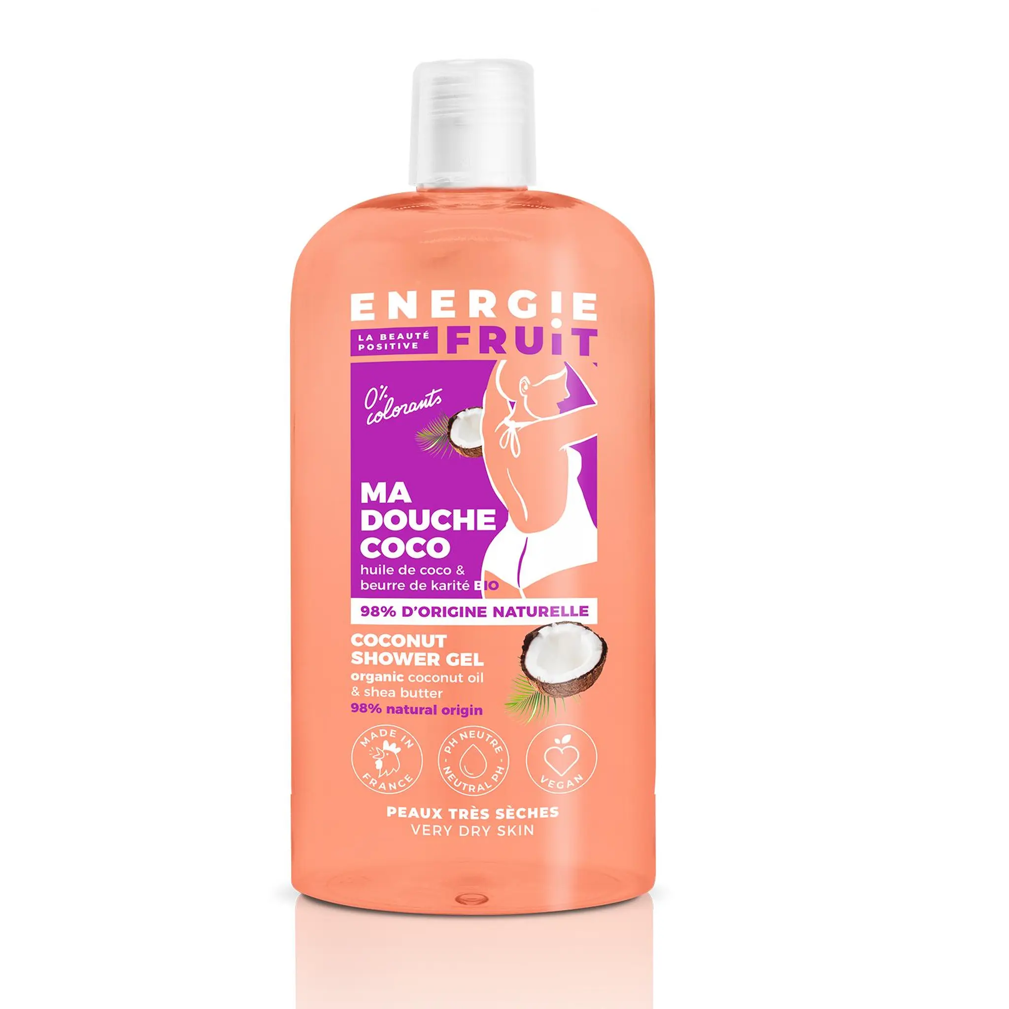 ENERGIE FRUIT Gel douche à l'huile de coco et beurre de karité bio