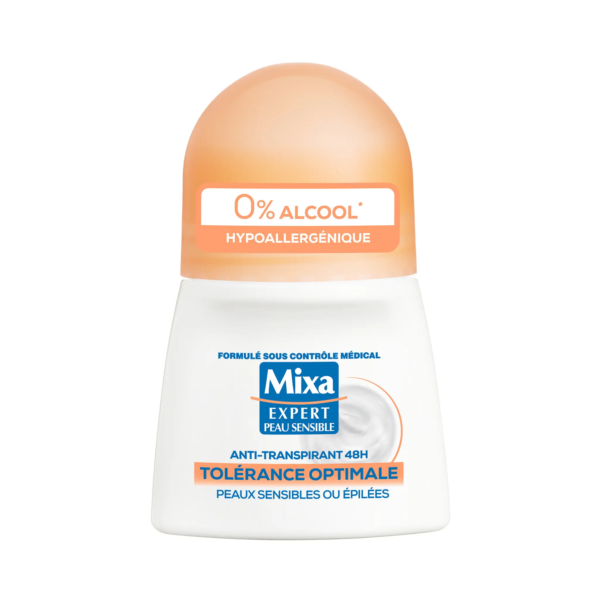 MIXA Déodorant bille hypoallergénique & anti-transpirant 48h peaux sensibles ou épilées