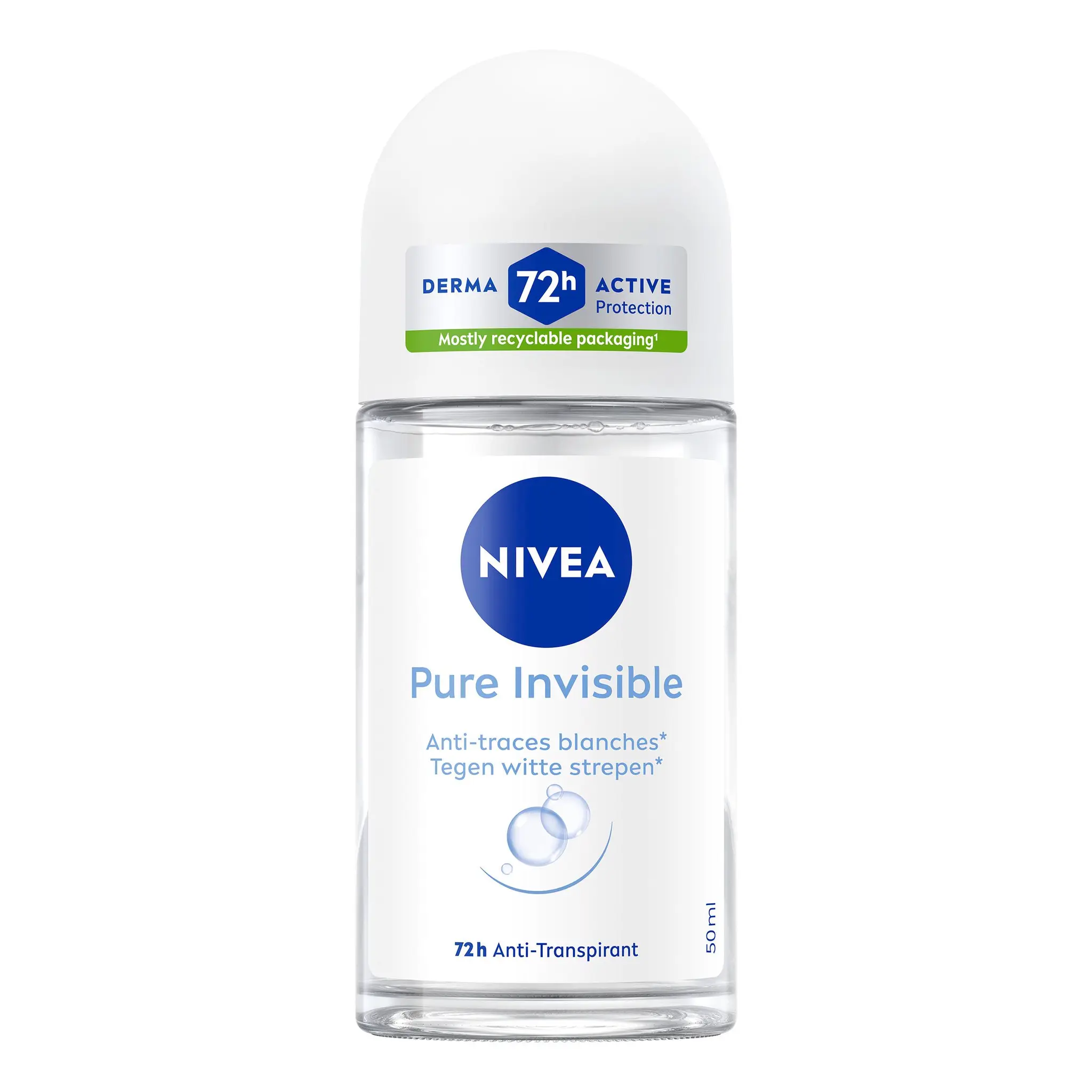NIVEA Déodorant pure invisible bille 72h anti transpirant