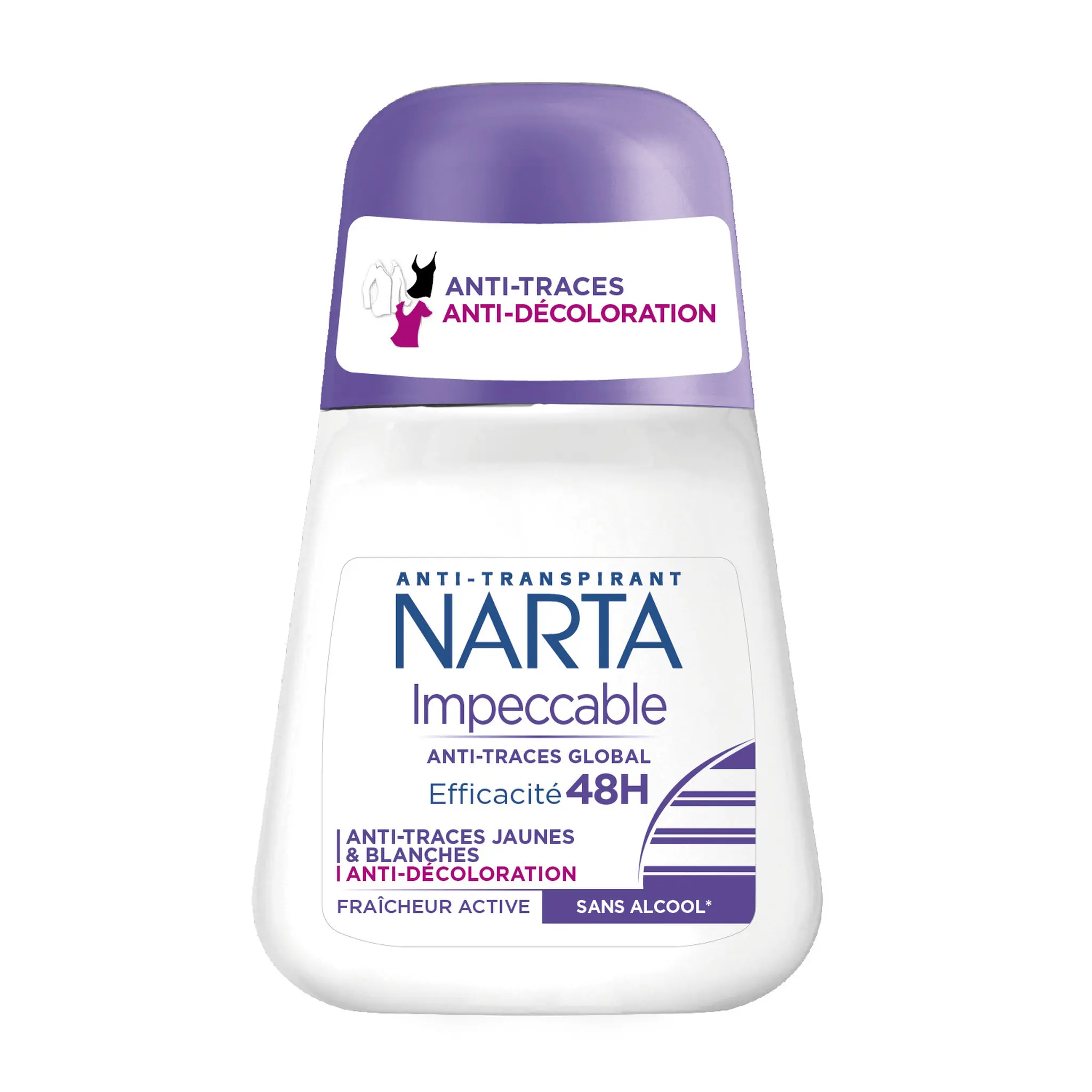 NARTA Impeccable déodorant bille femme 48h anti-transpirant & anti-traces