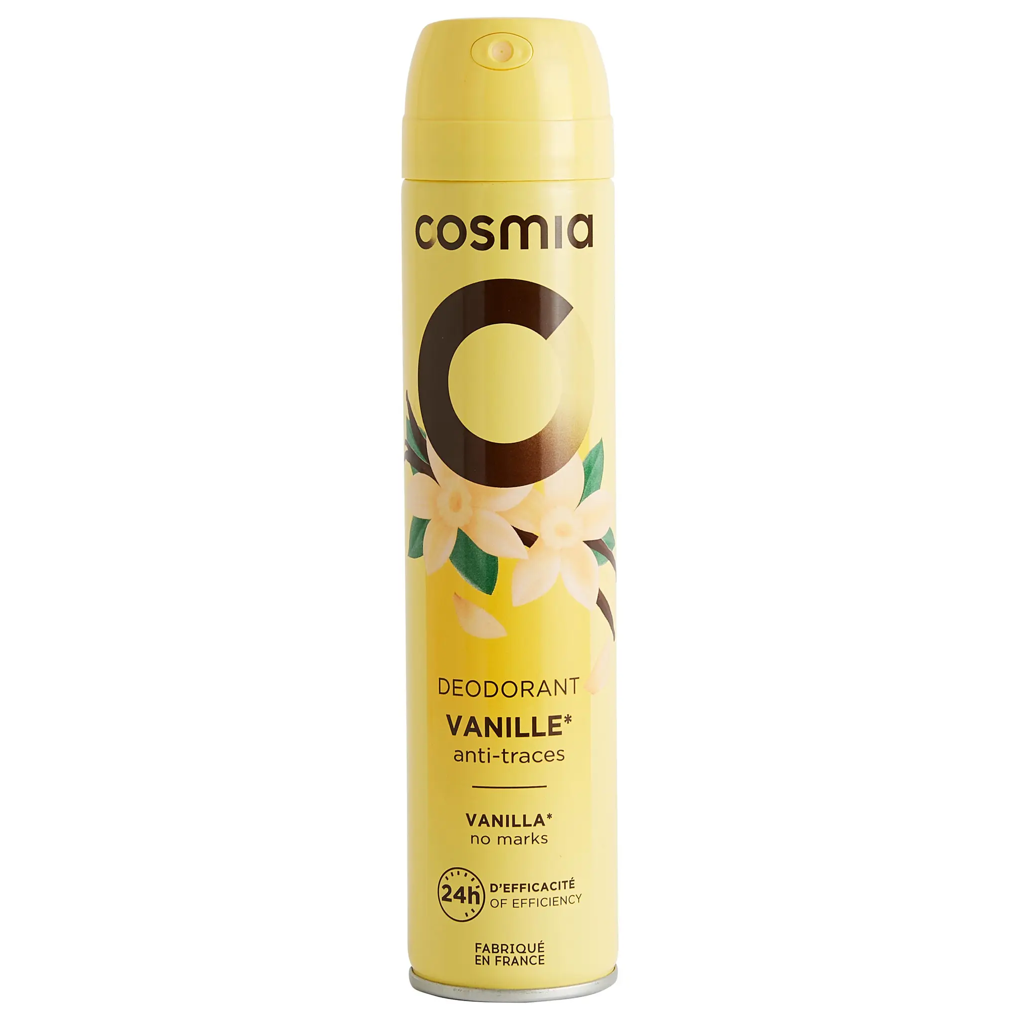 COSMIA Déodorant spray 24h vanille anti-traces sans sels d'aluminium