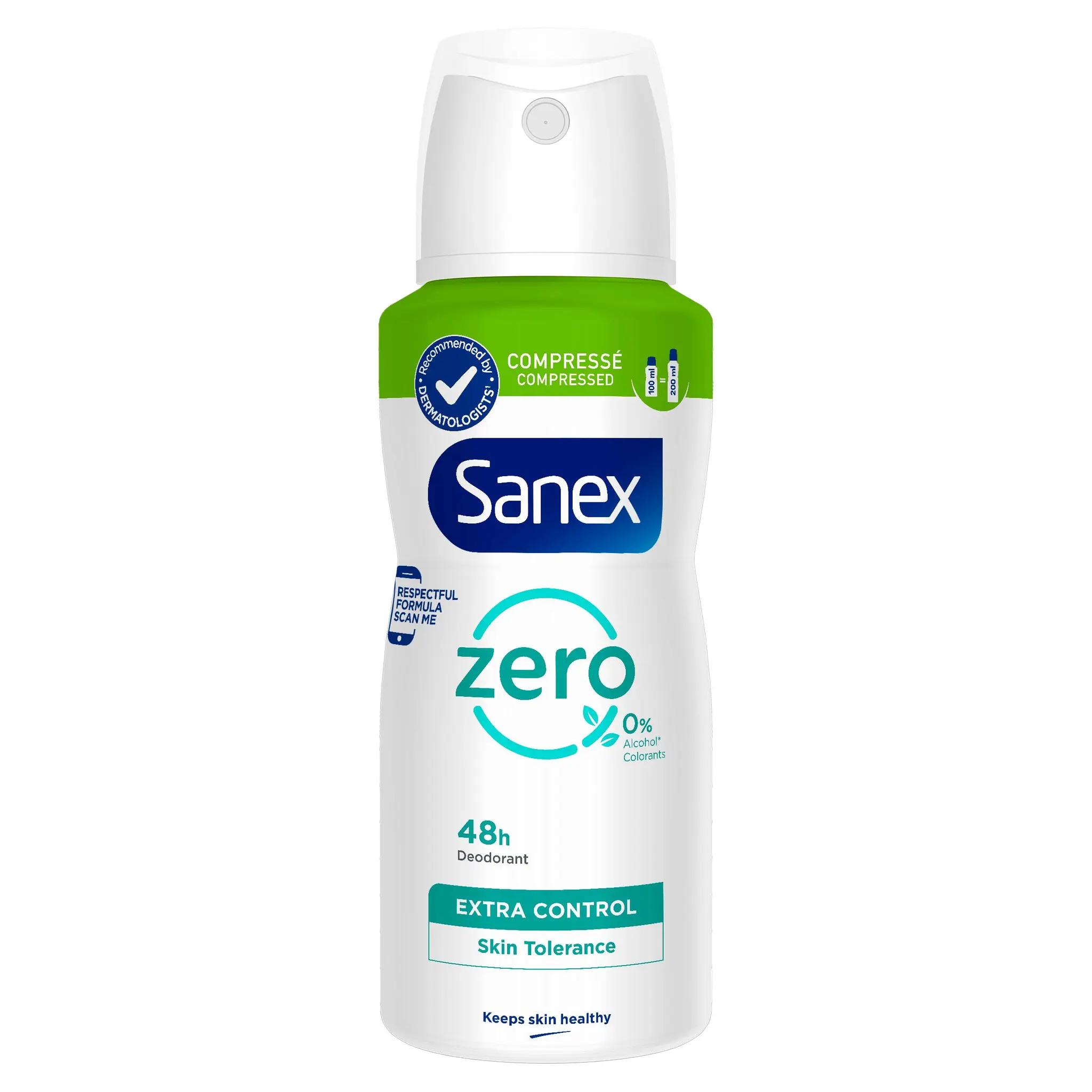 SANEX Zéro% Déodorant spray compressé extra control sans sels d'aluminium