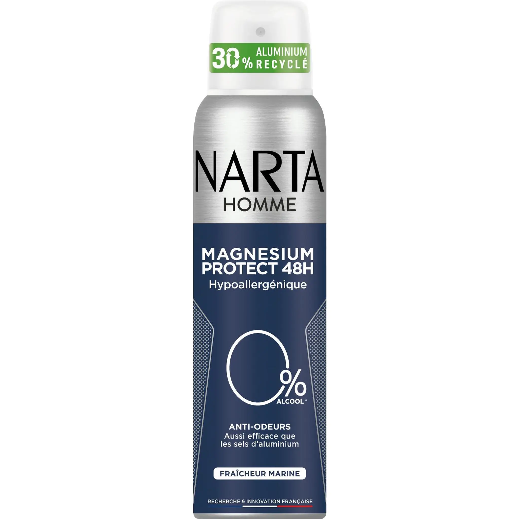 NARTA Déodorant homme spray magnesium protect 48h 0% alcool fraîcheur marine
