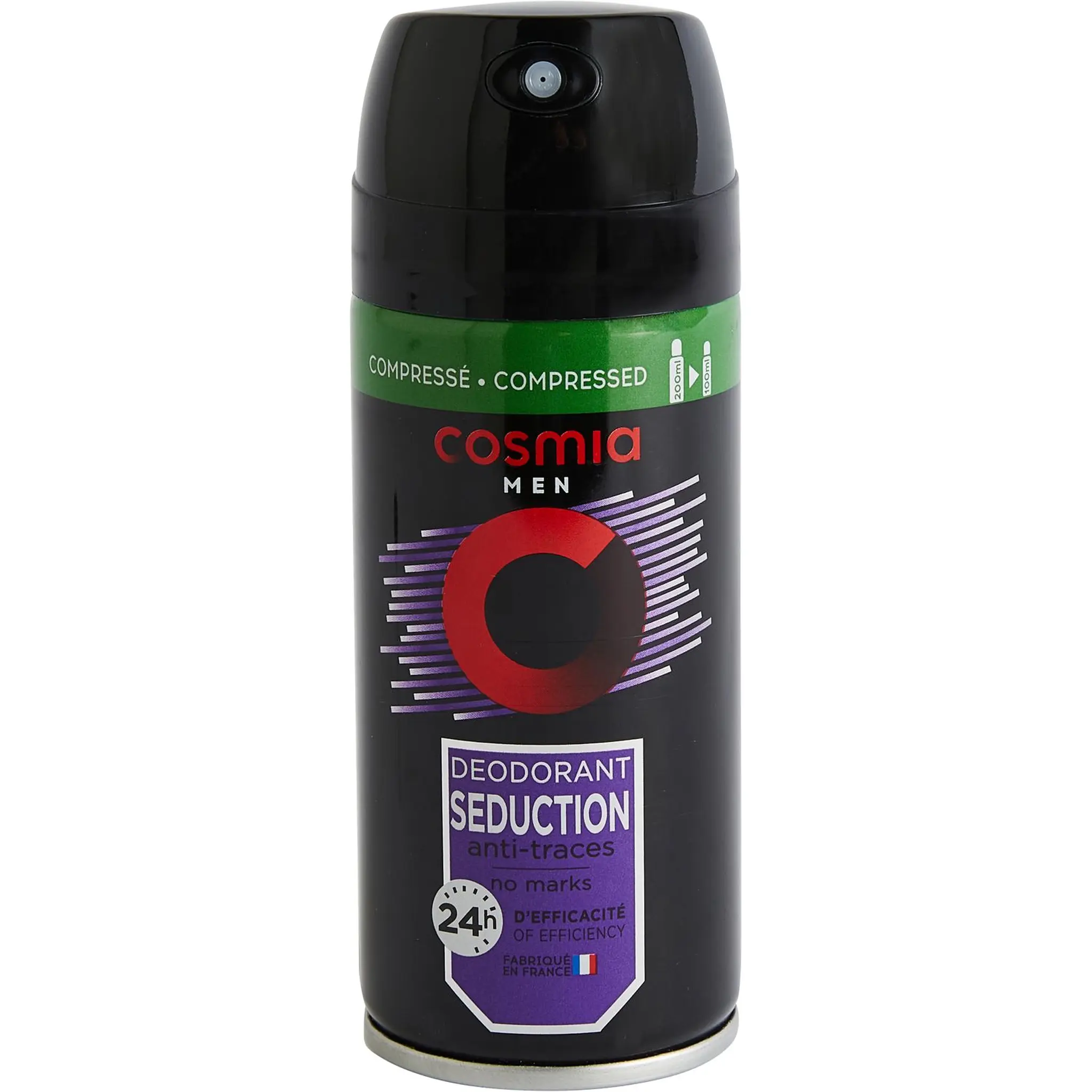COSMIA MEN Déodorant spray compressé 24h homme séduction anti-traces