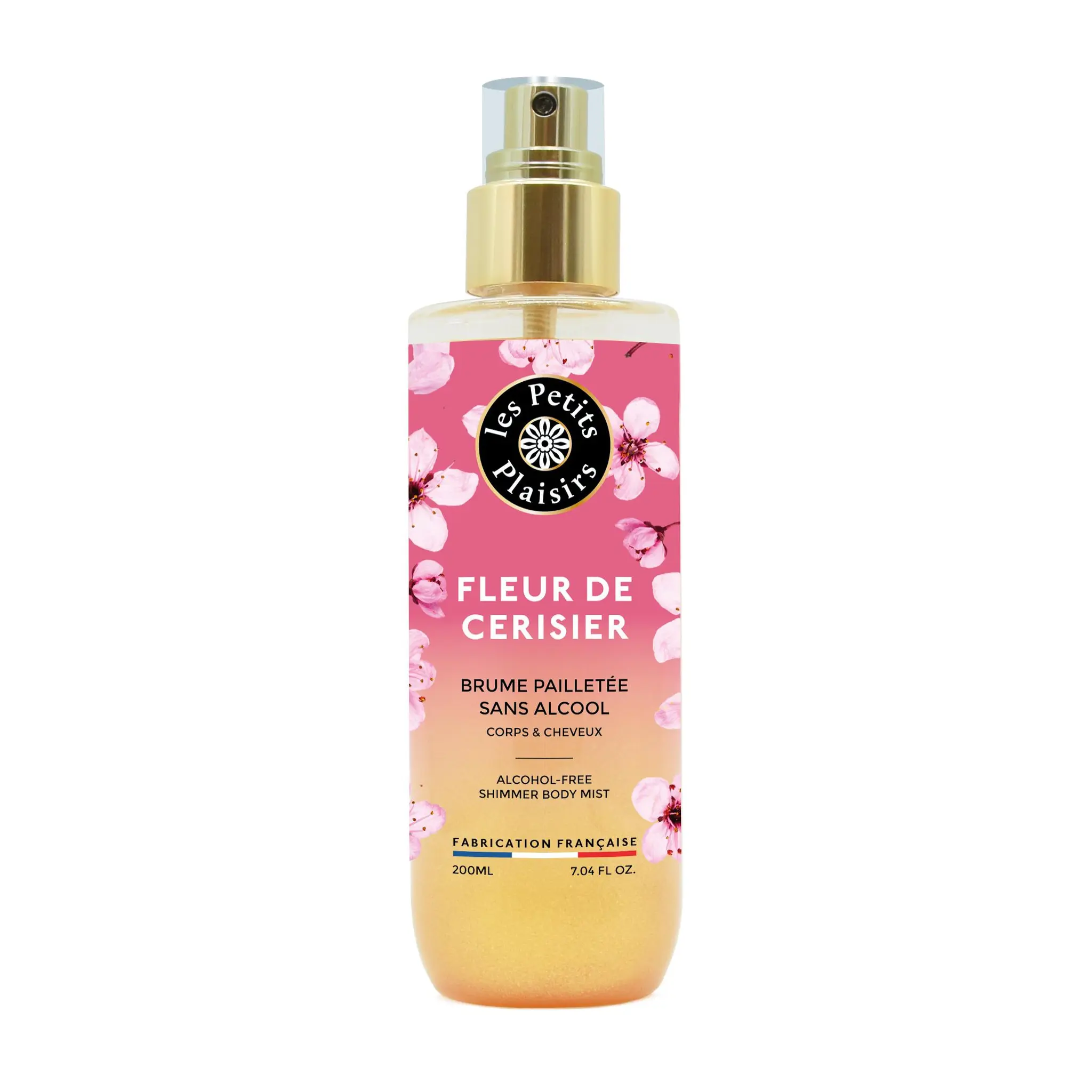 LES PETITS PLAISIRS Brume pailletée parfumée sans alcool corps et cheveux fleur de cerisier
