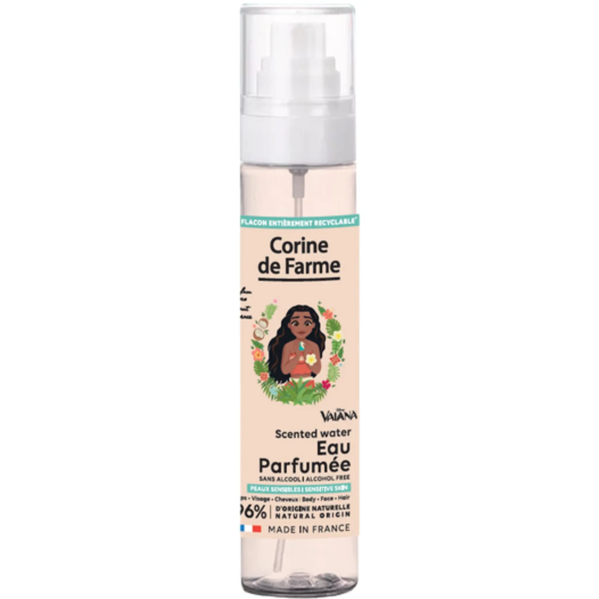 CORINE DE FARME Vaiana Eau parfumée sans alcool parfum coco corps, visage, cheveux peaux sensibles