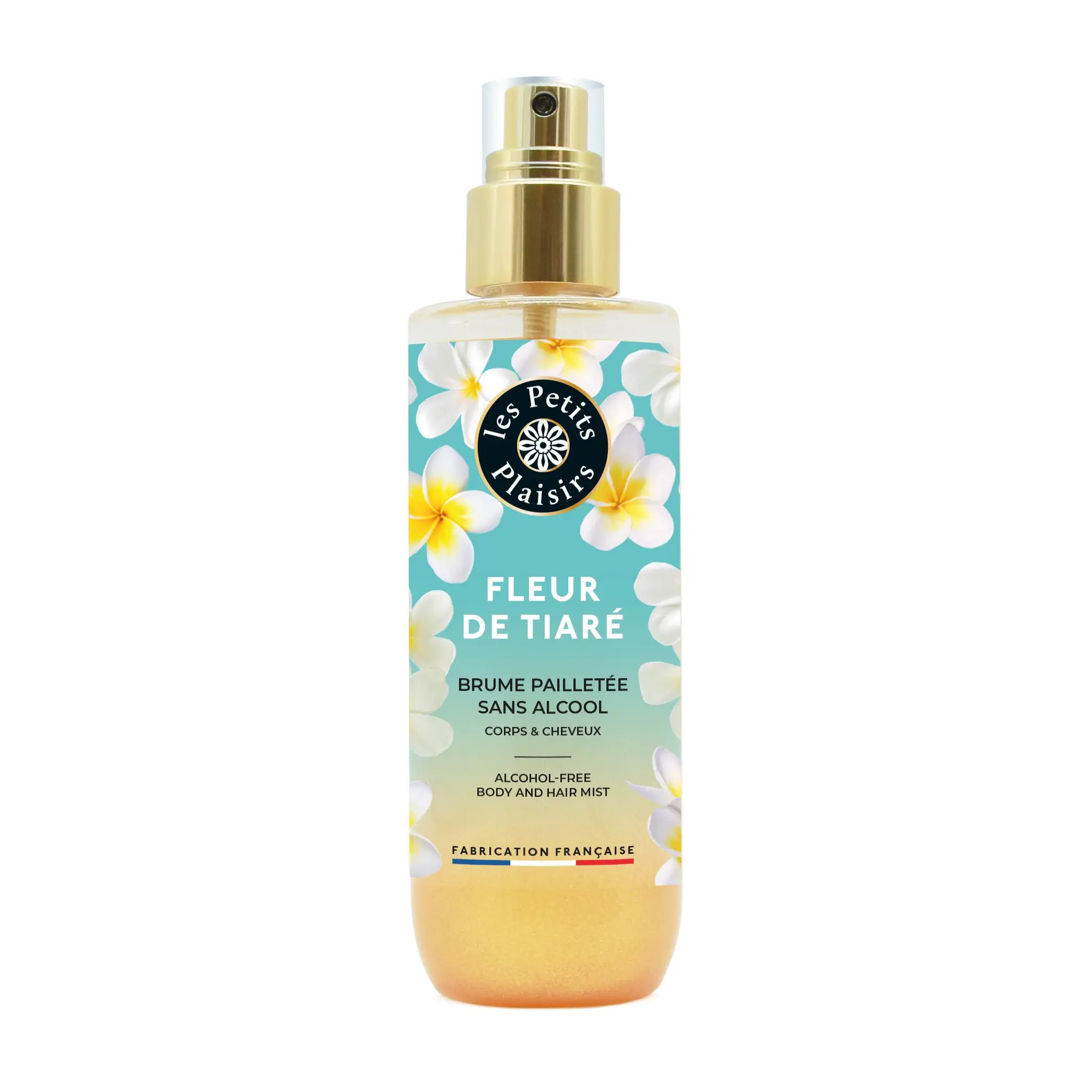 LES PETITS PLAISIRS Brume pailletée sans alcool pour corps et cheveux à la fleur de tiaré