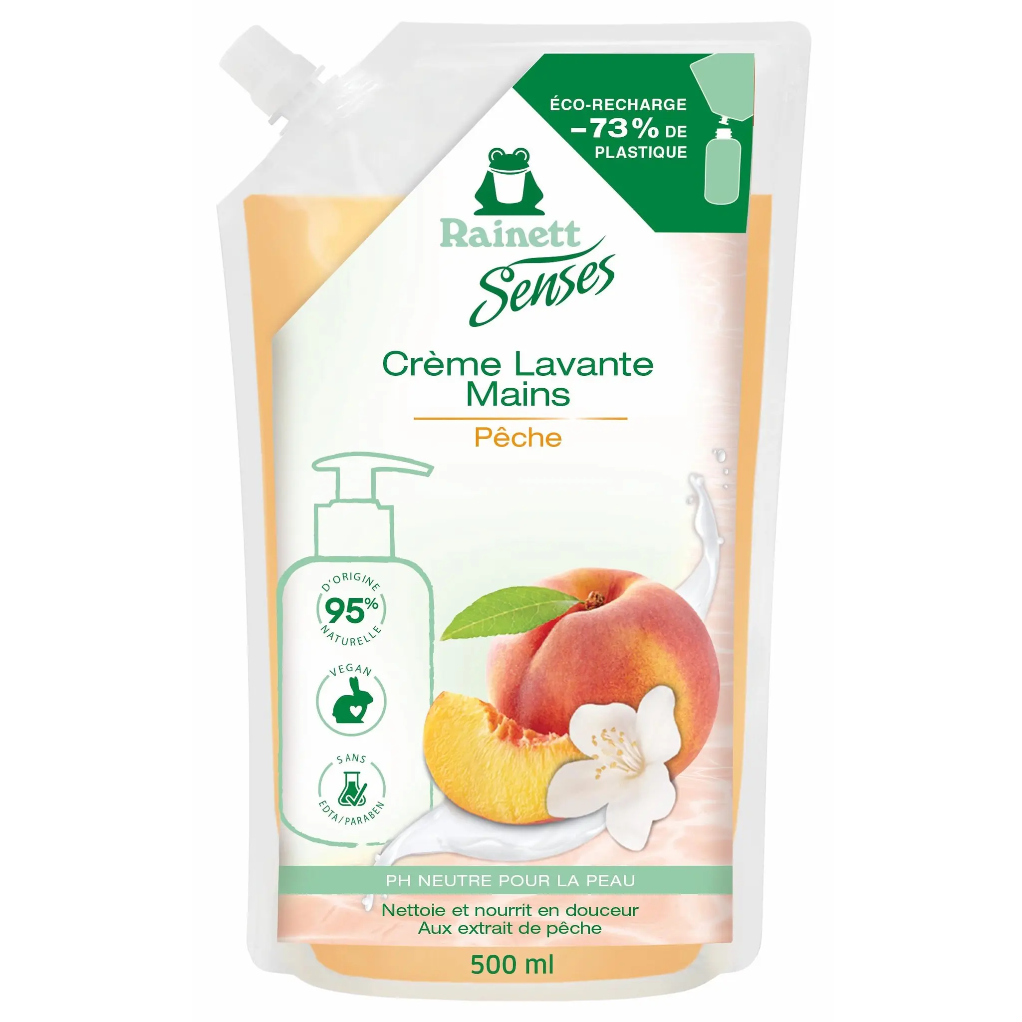 RAINETT Senses Crème lavante mains recharge pêche