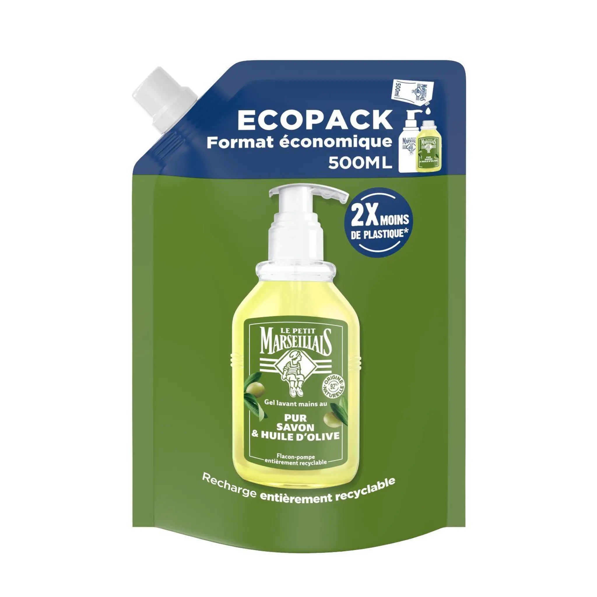 LE PETIT MARSEILLAIS Recharge gel lavant pur savon et huile d'olive