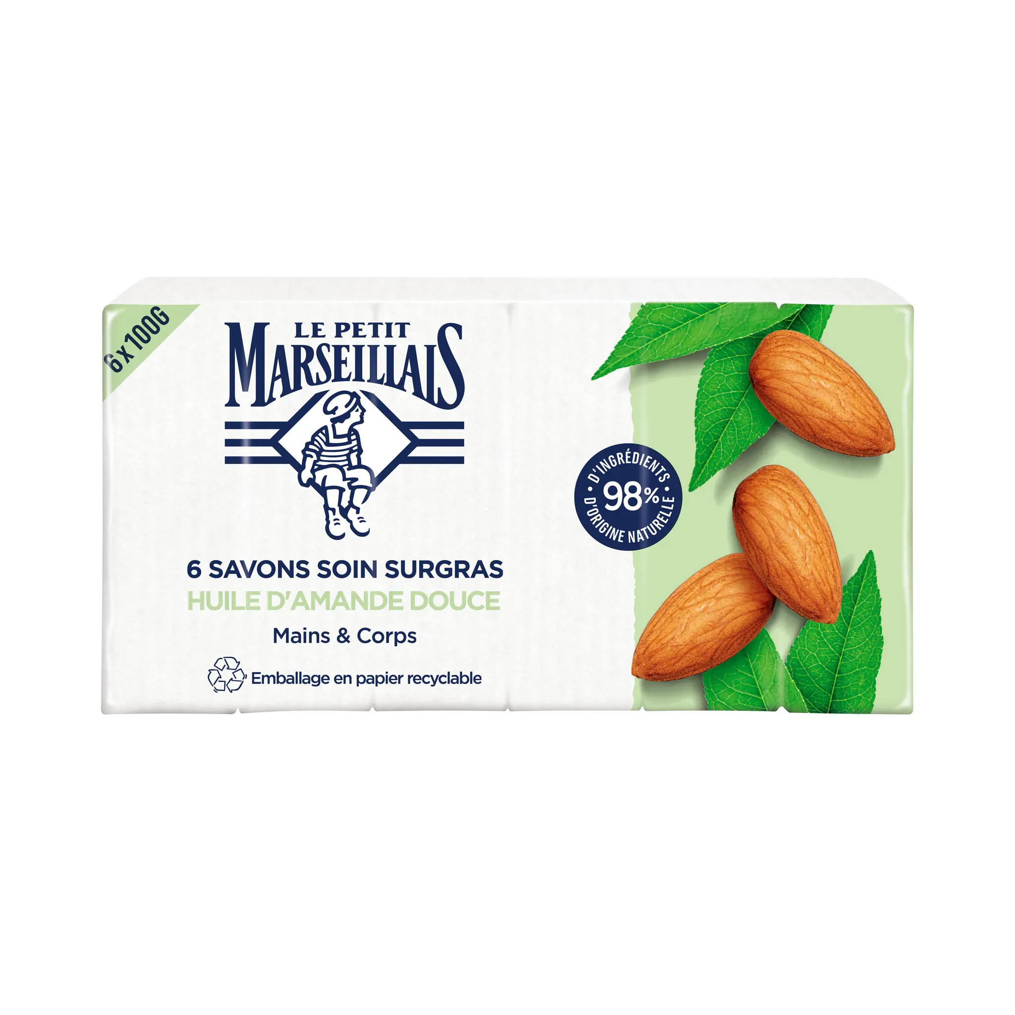 LE PETIT MARSEILLAIS Savon solide mains et corps à l'huile d'amande douce