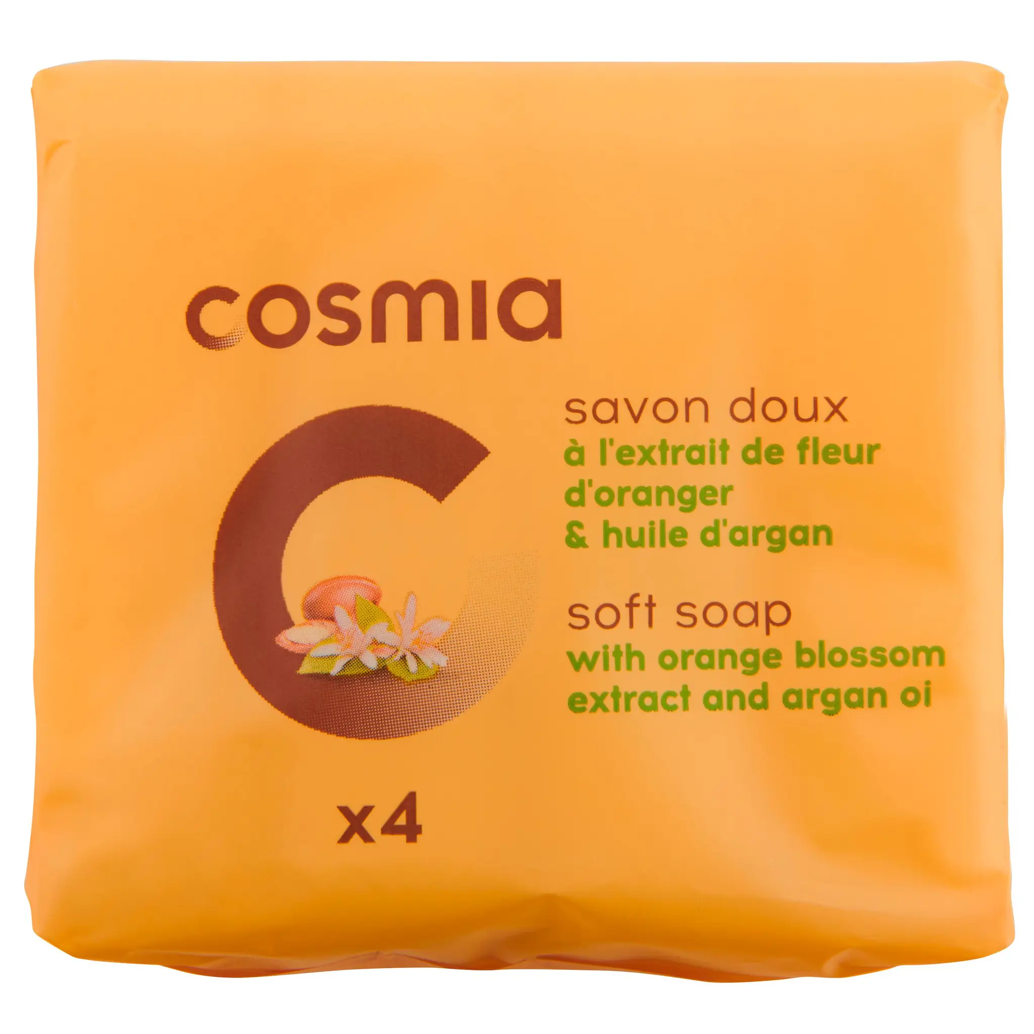 COSMIA Savon solide fdoux à la fleur d'oranger et huile d'argan