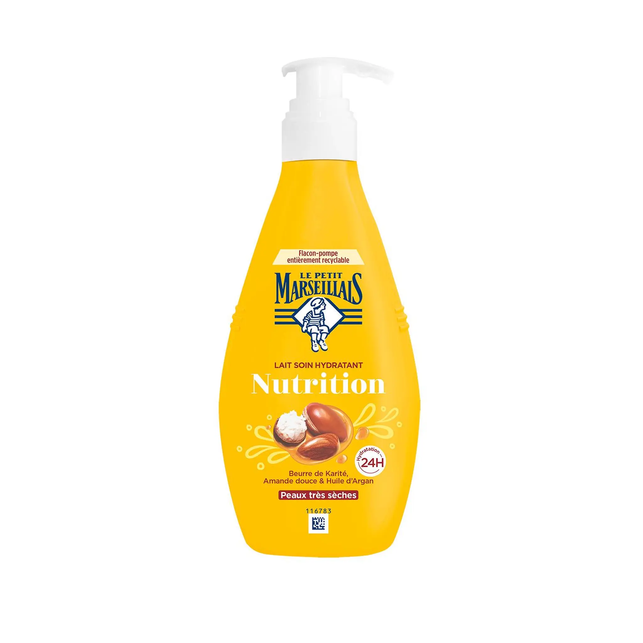 LE PETIT MARSEILLAIS Lait corps soin hydratant nutrition au beurre de karité, amande douce et huile d'argan pour peaux très sèches