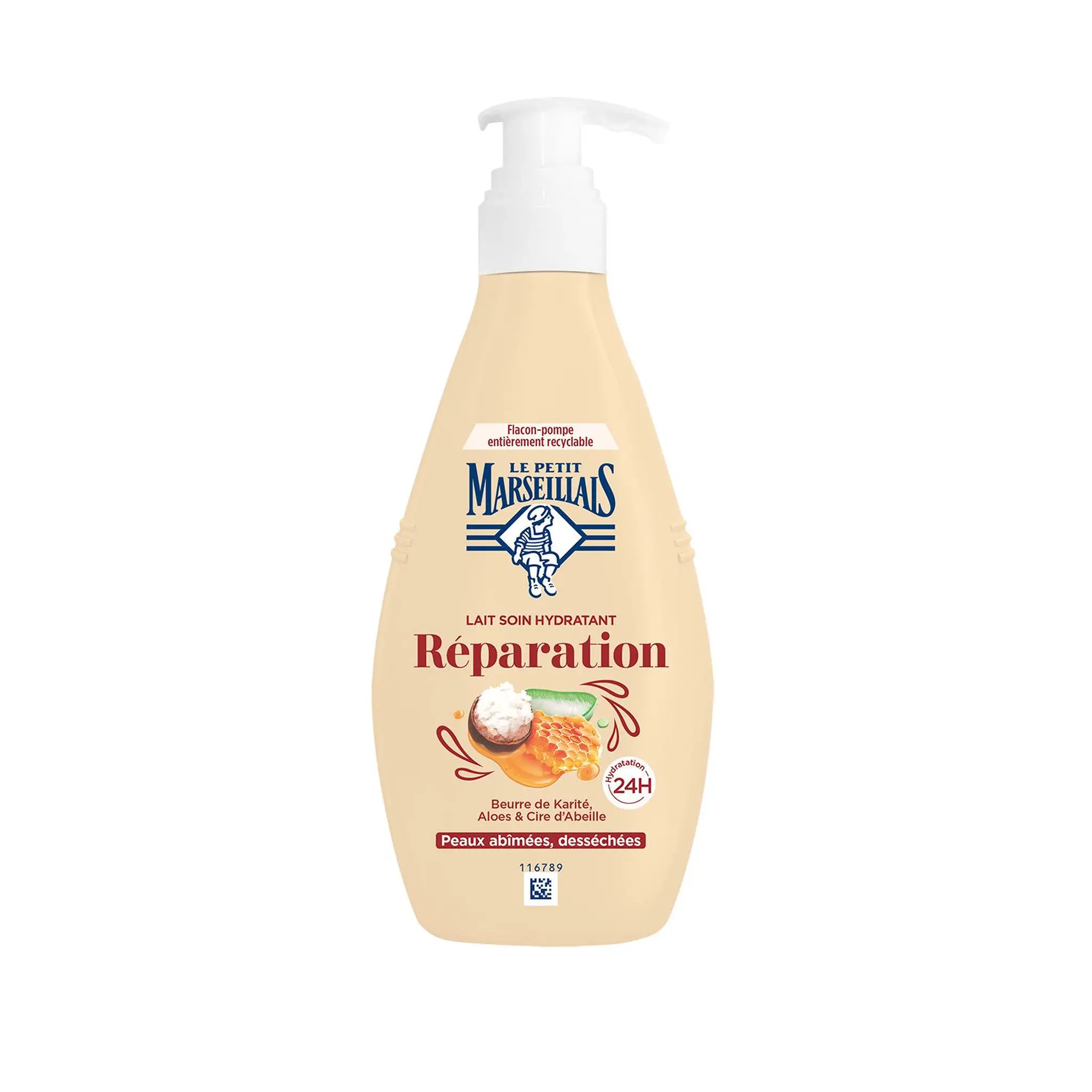 LE PETIT MARSEILLAIS Lait soin réparation 24h au beurre de karité, aloés, cire d'abeille peaux abimées, desséchées