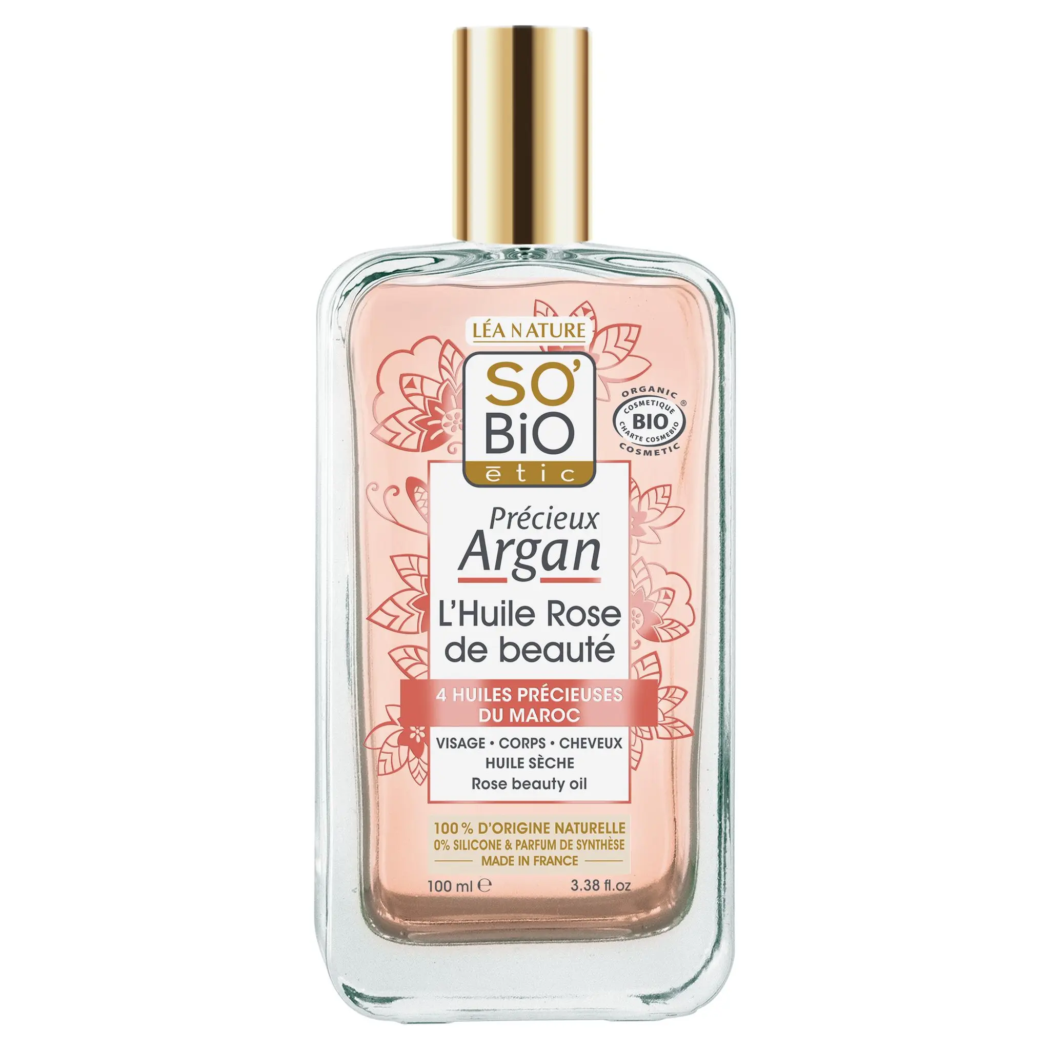 SO BIO ETIC Précieux Argan L'huile Rose de beauté sèche aux 4 huiles essentielles du Maroc pour visage, corps et cheveux