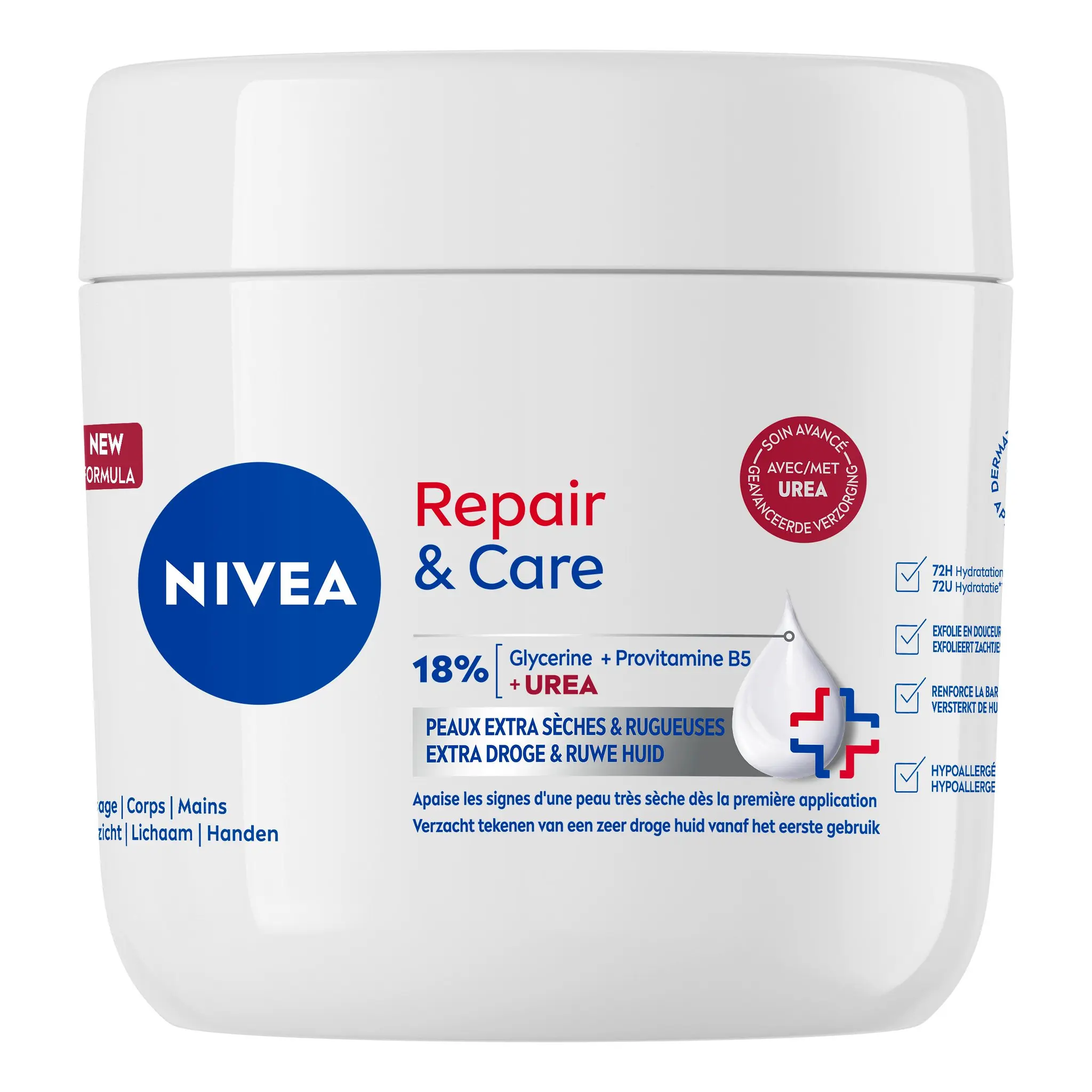 NIVEA Crème repair & care visage, corps et mains peaux extra sèches et rugueuses