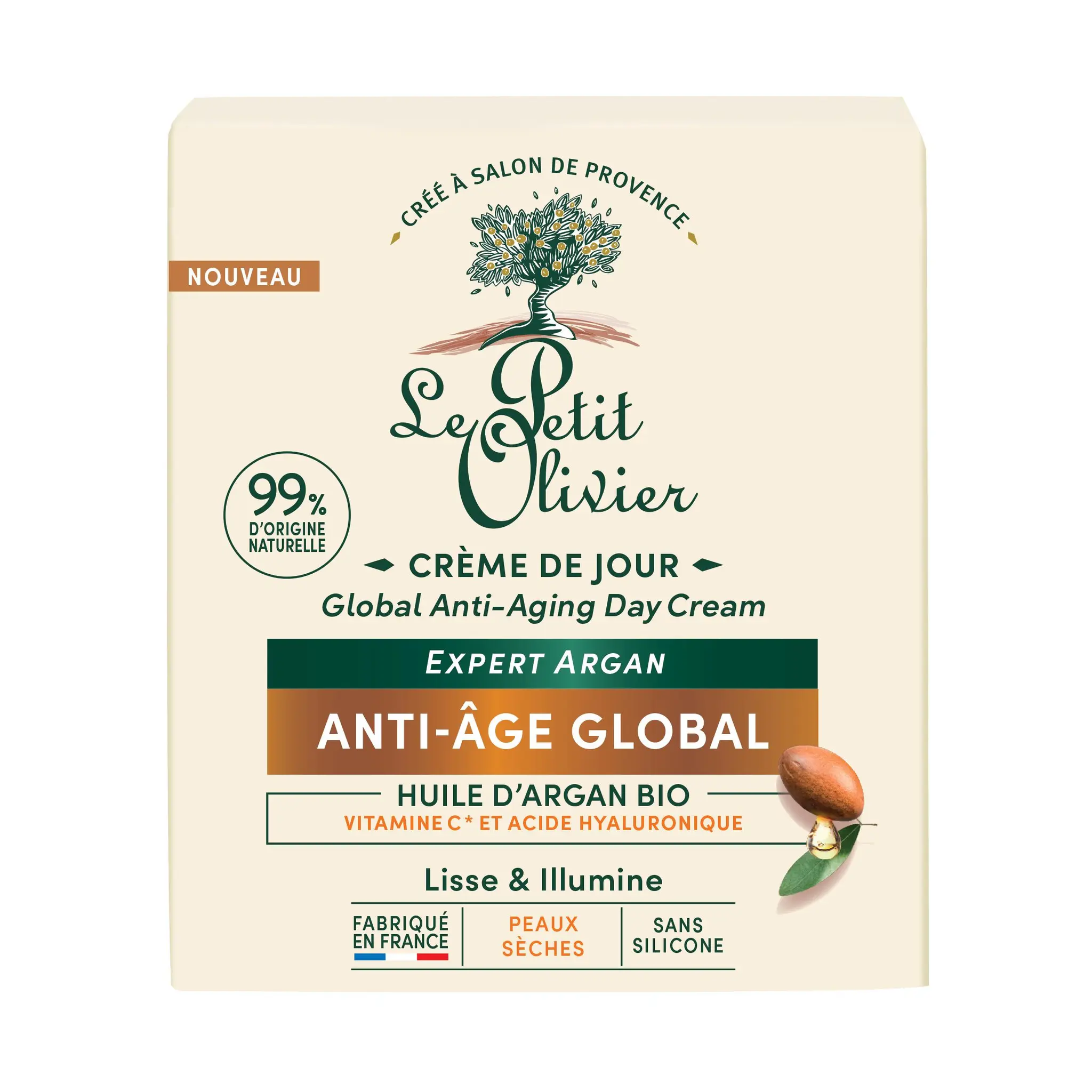 LE PETIT OLIVIER Crème de jour hydratante anti-âge à l'huile d'argan