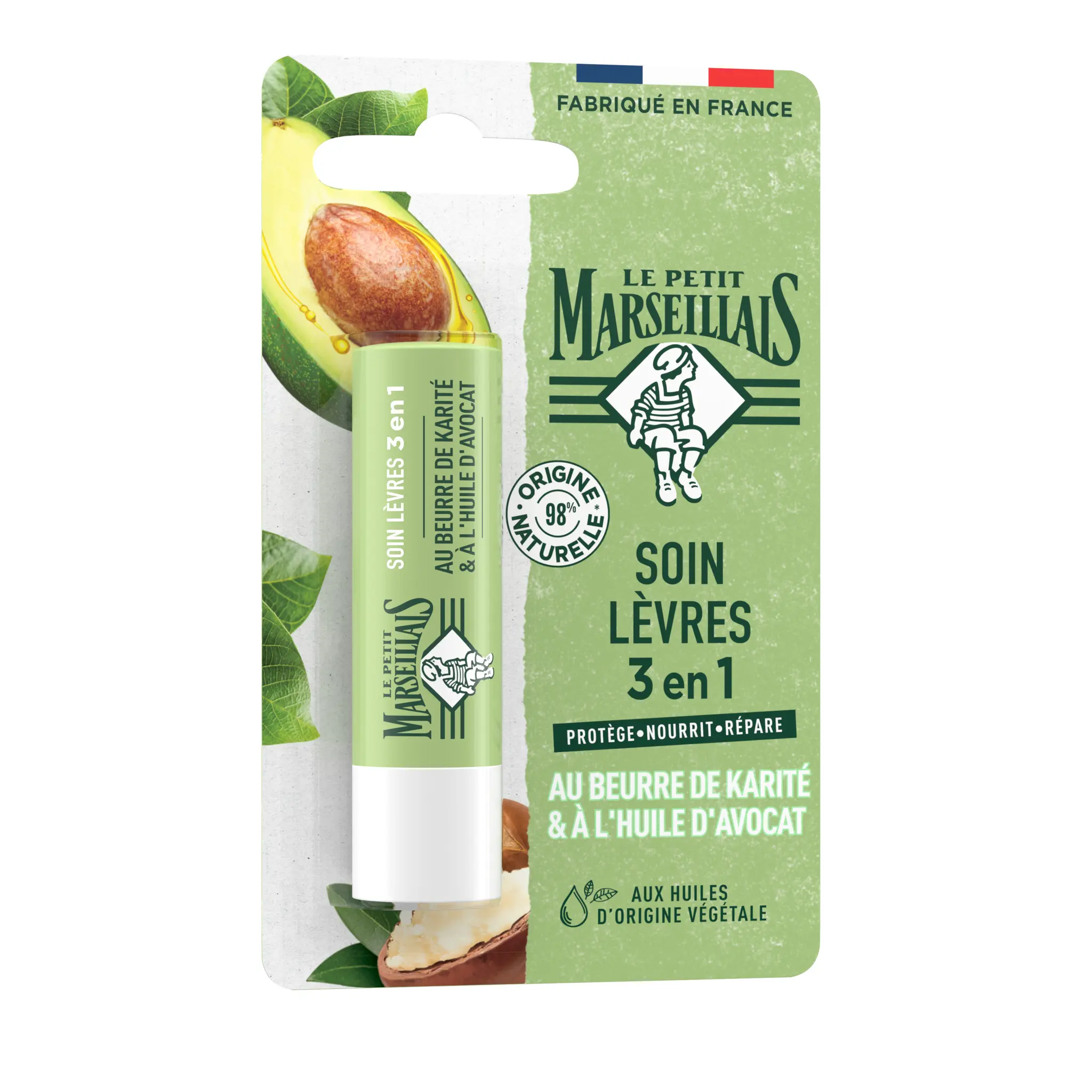 LE PETIT MARSEILLAIS Baume à lèvres soin hydratant karité et huile d'avocat