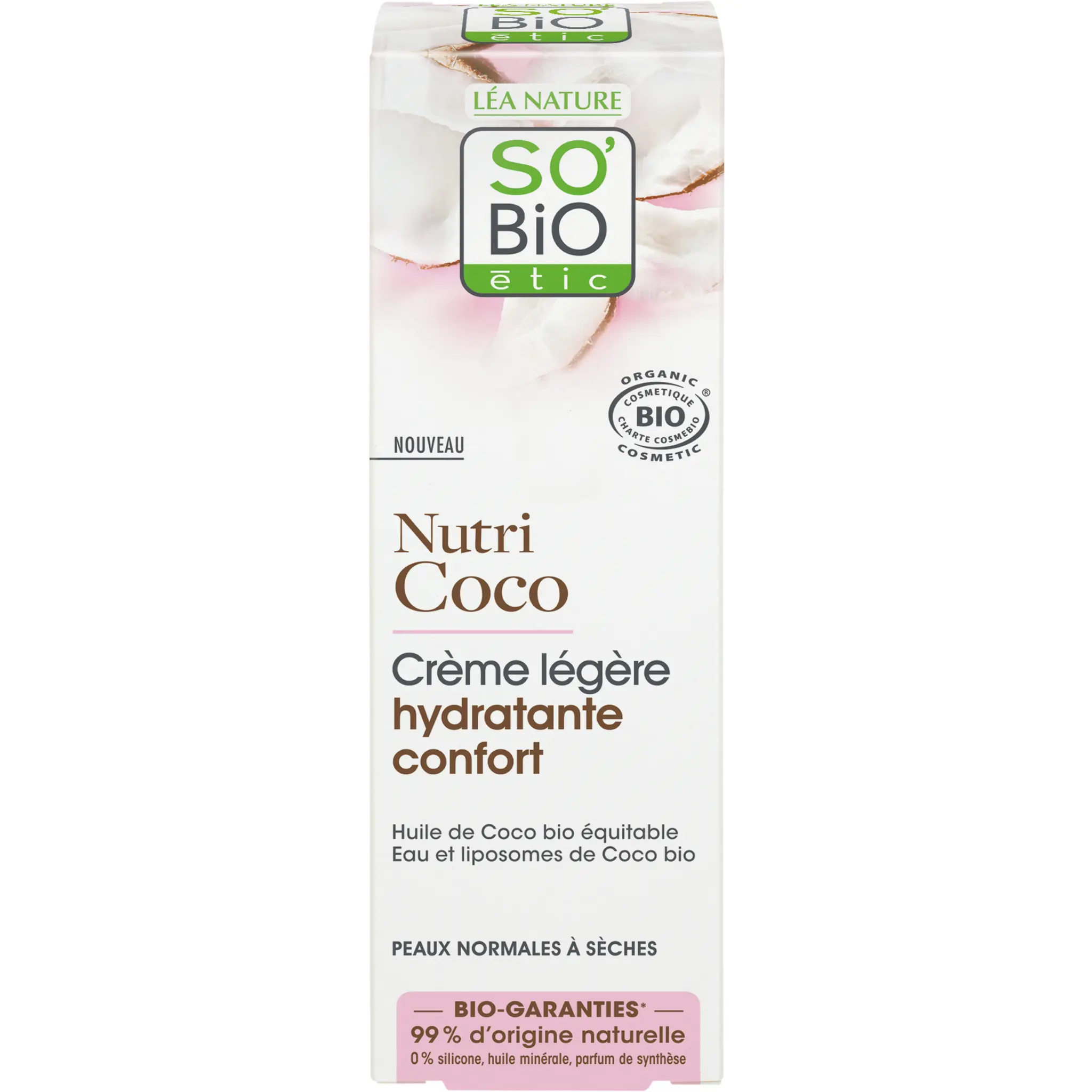 SO BIO ETIC Crème légère hydratante confort à l'huile de coco bio peaux normales à sèches