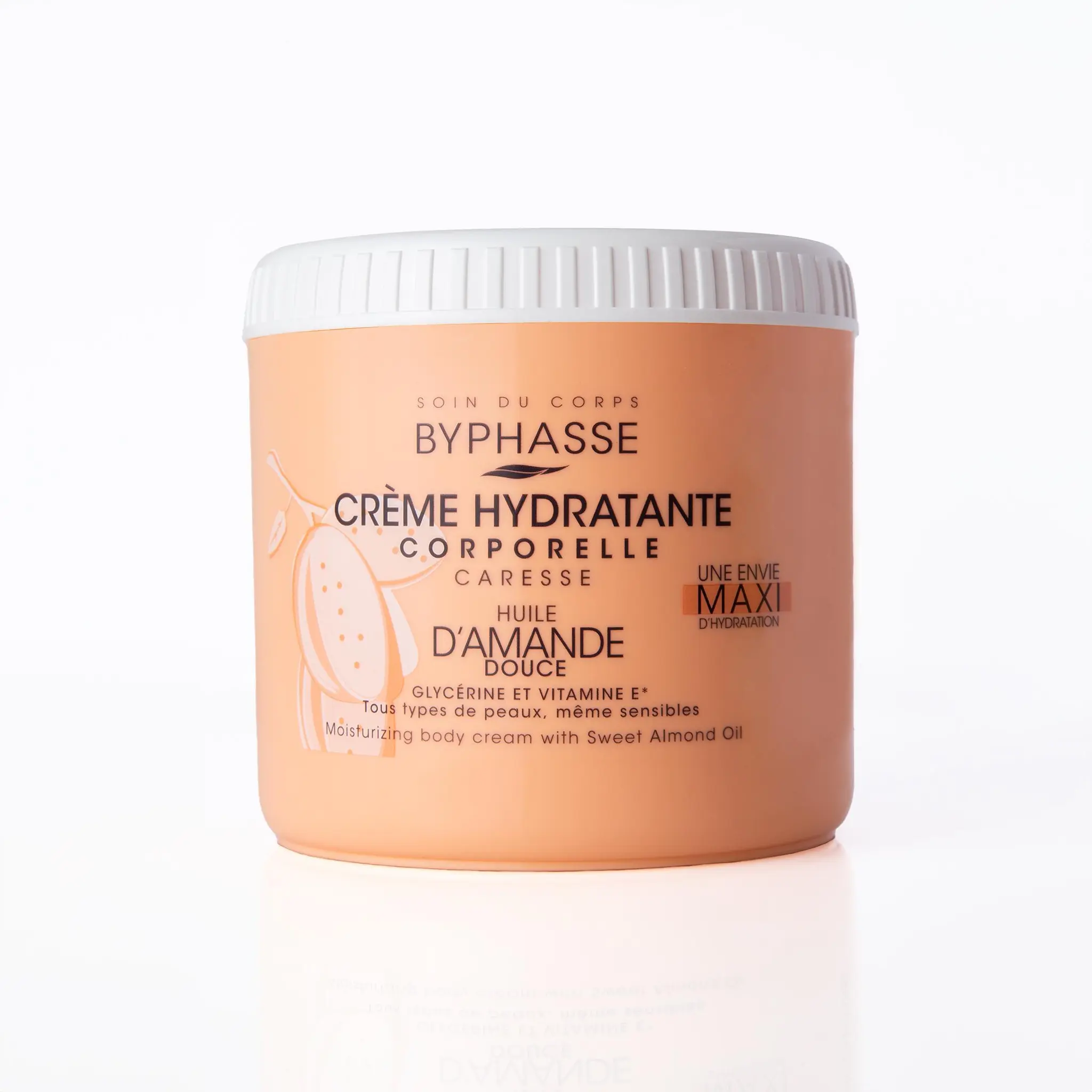 BYPHASSE Crème hydratante corporelle caresse huile d'amande douce tous types de peaux