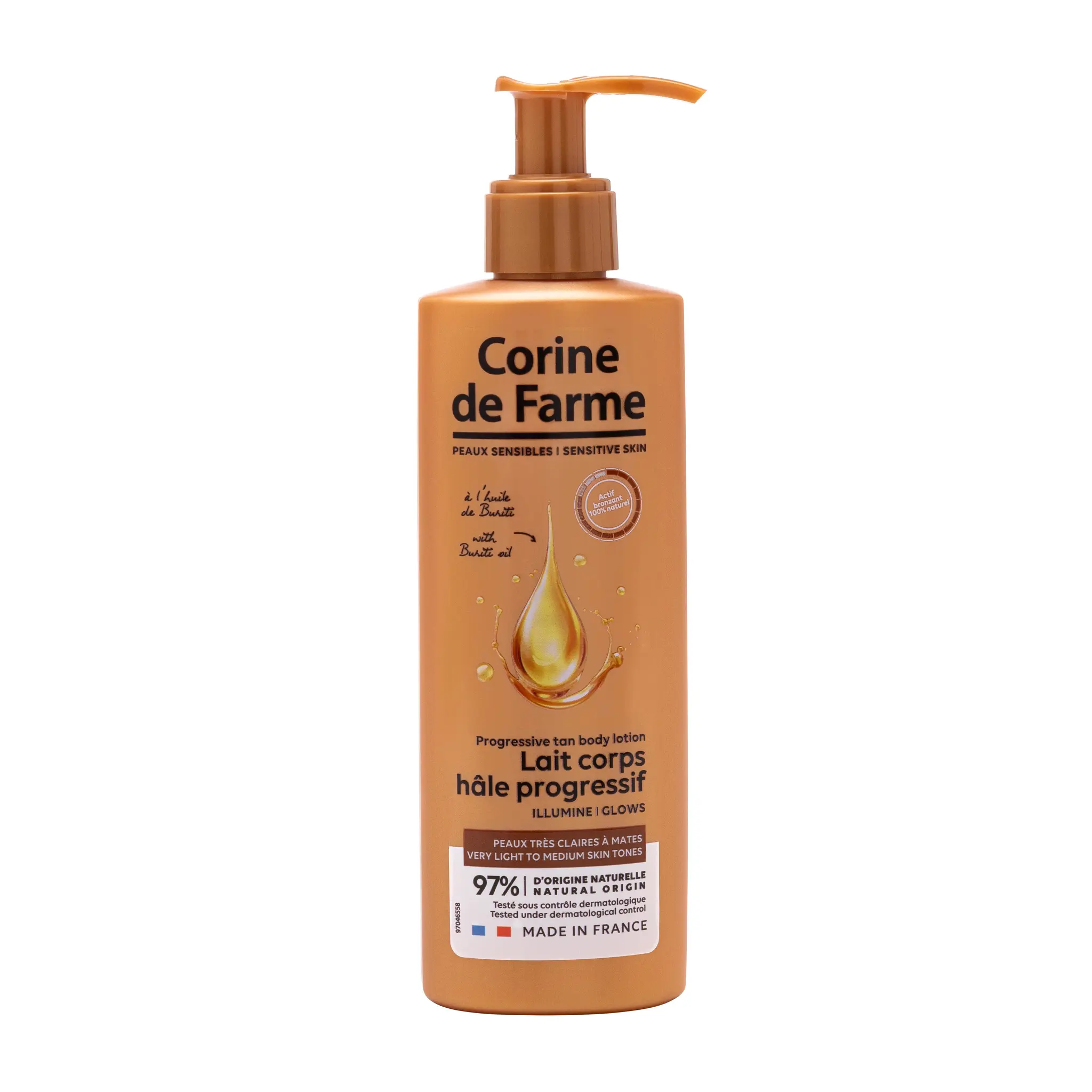 CORINE DE FARME Lait hydratant hâle progressif à l'huile de buriti toutes peaux même sensibles