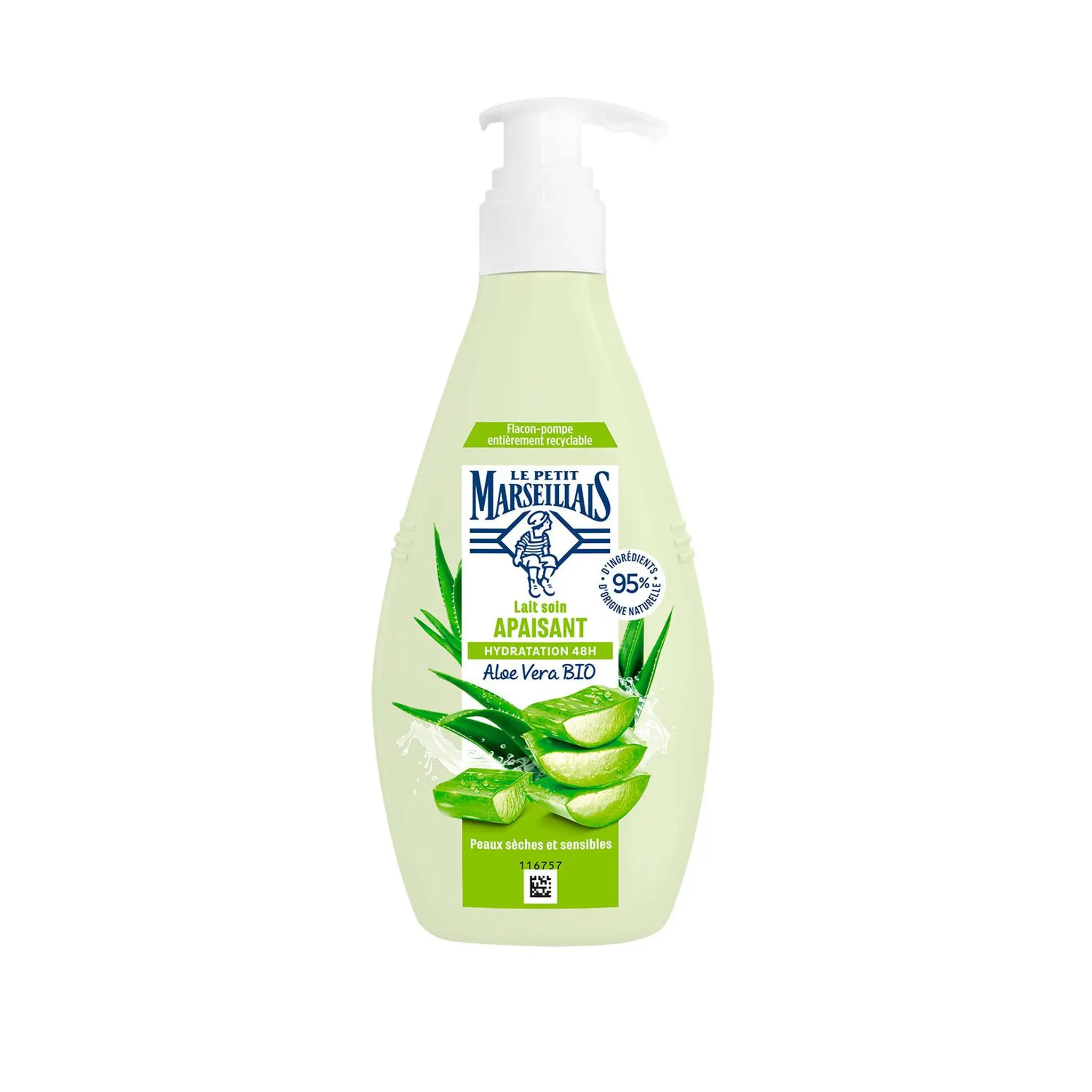 LE PETIT MARSEILLAIS Lait soin hydratation 48h apaisant à l'aloé vera bio peaux sèches et sensibles