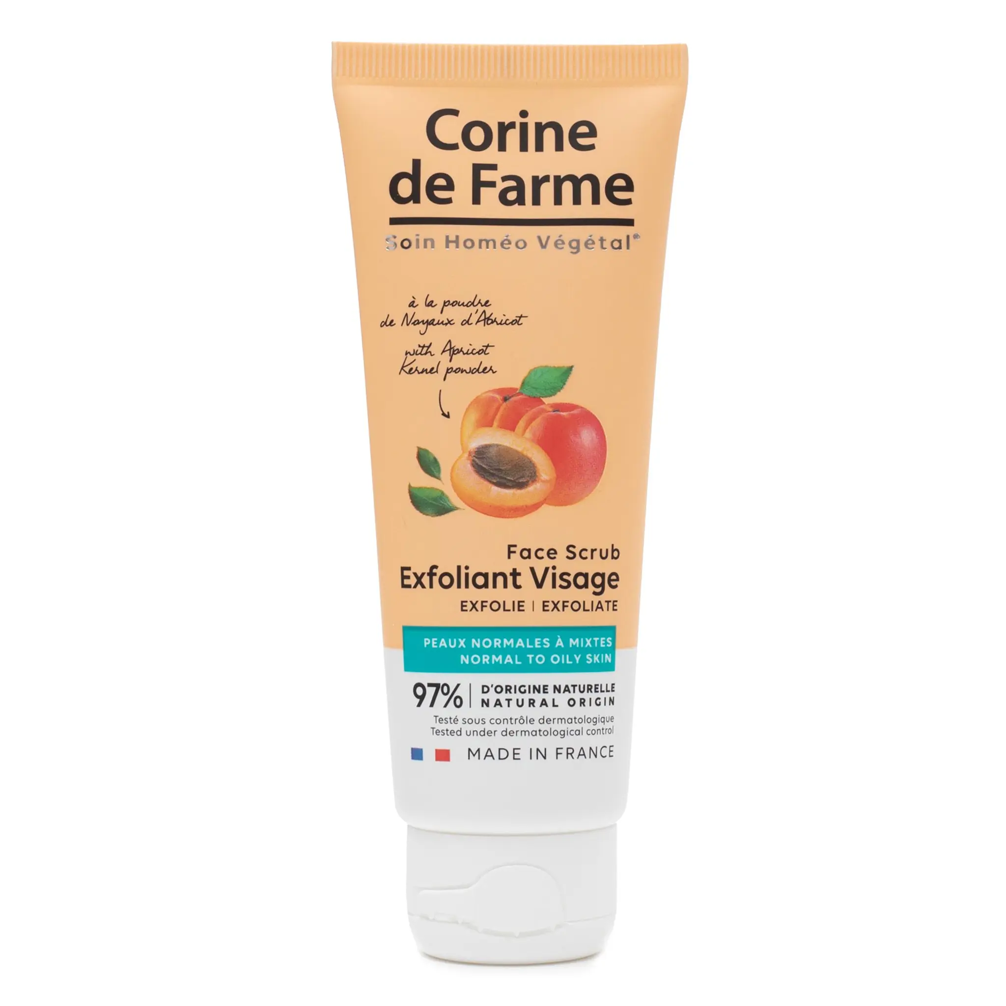 CORINE DE FARME Exfoliant visage poudre noyaux d'abricot peaux normales à mixtes