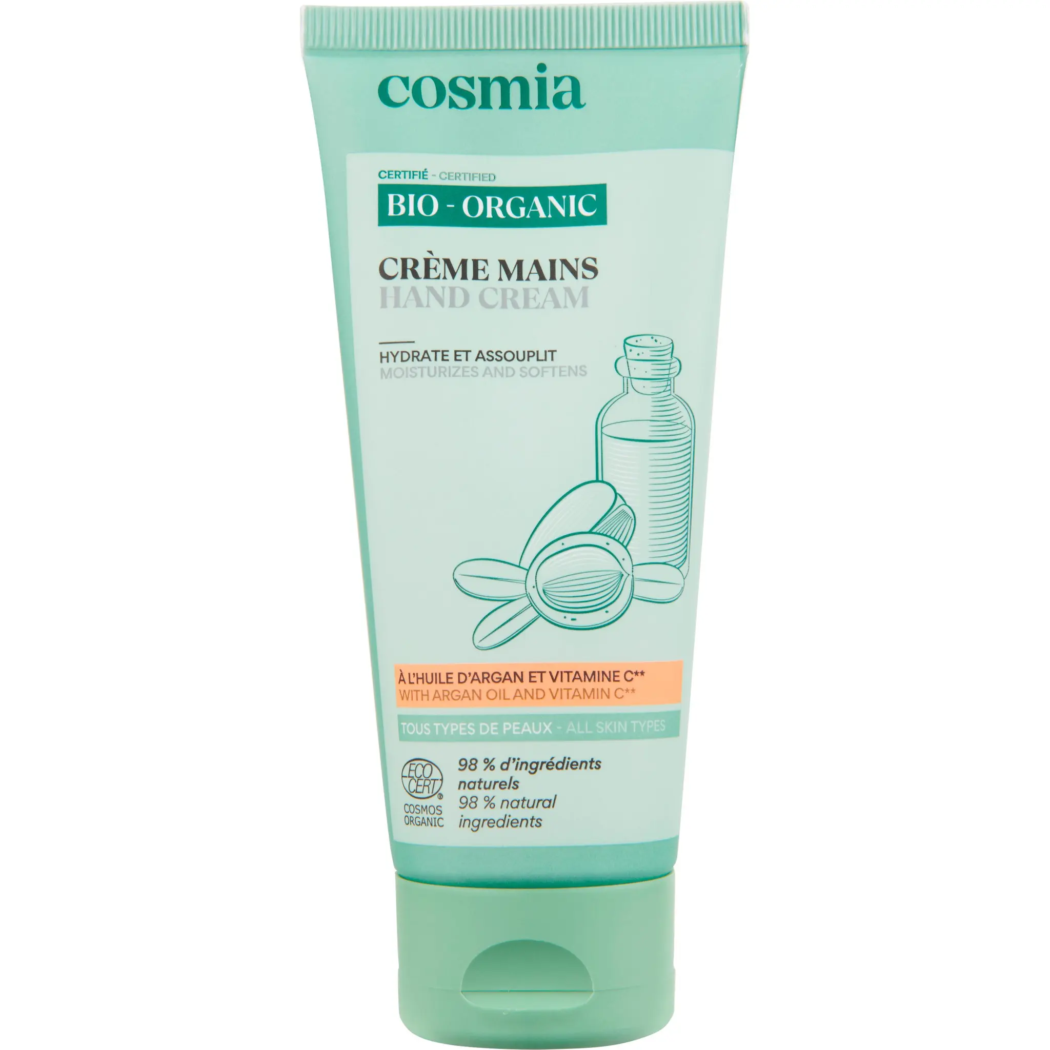 COSMIA BIO Crème mains à l'huile d'argan et vitamine C tous types de peaux