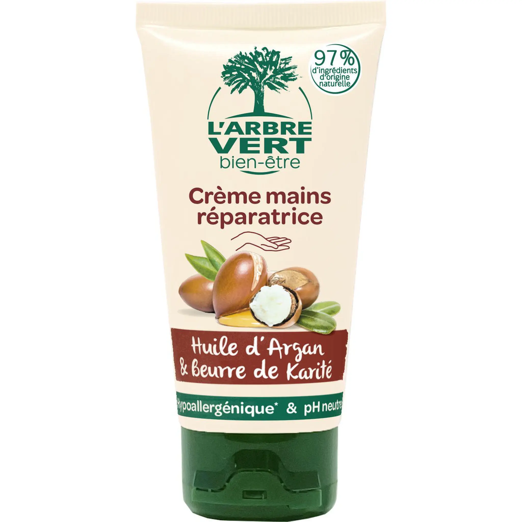 L'ARBRE VERT Crème mains réparatrice hypoallergénique à l'huile d'argan et beurre de karité