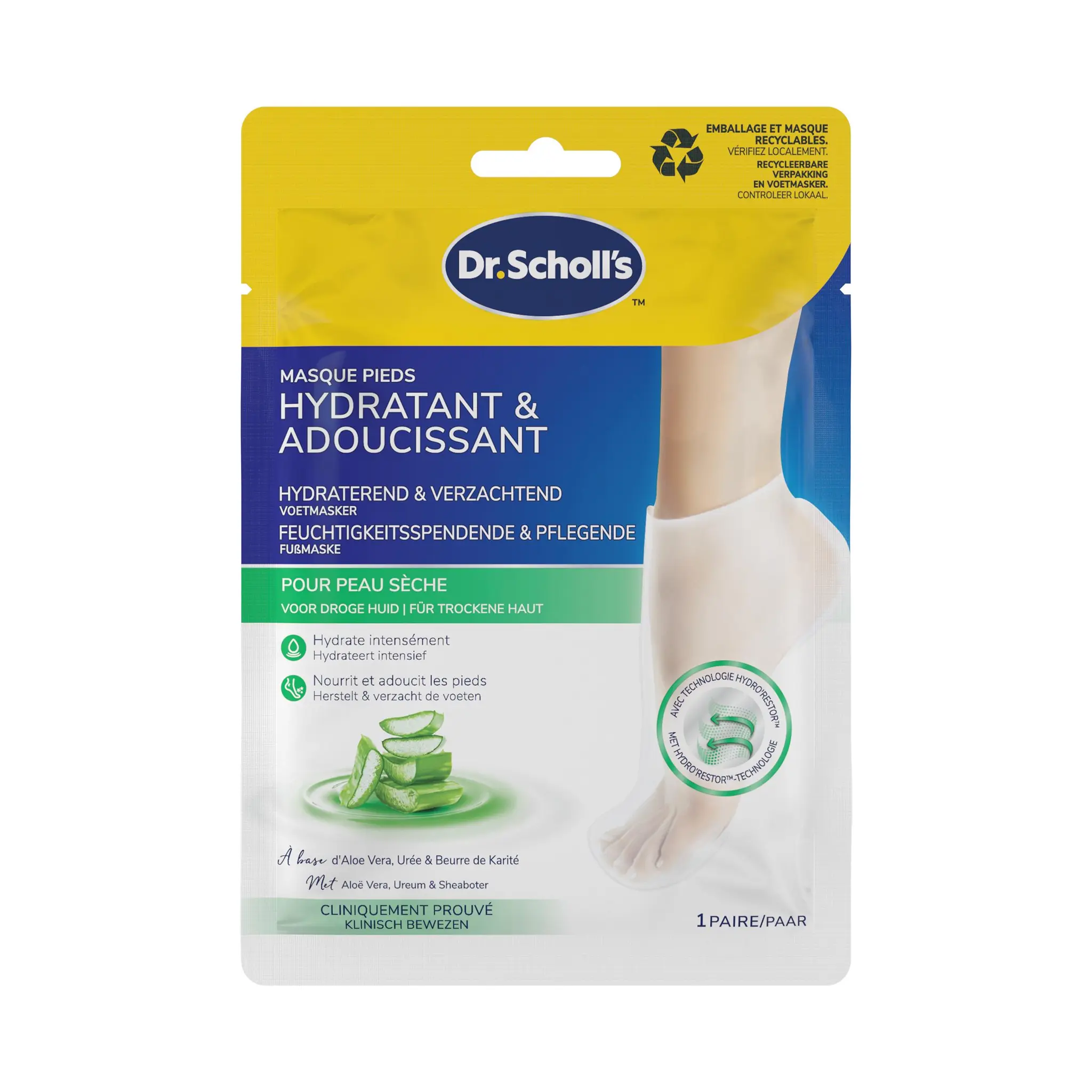 DR. SCHOLL'S Masque pieds hydratant et adoucissant