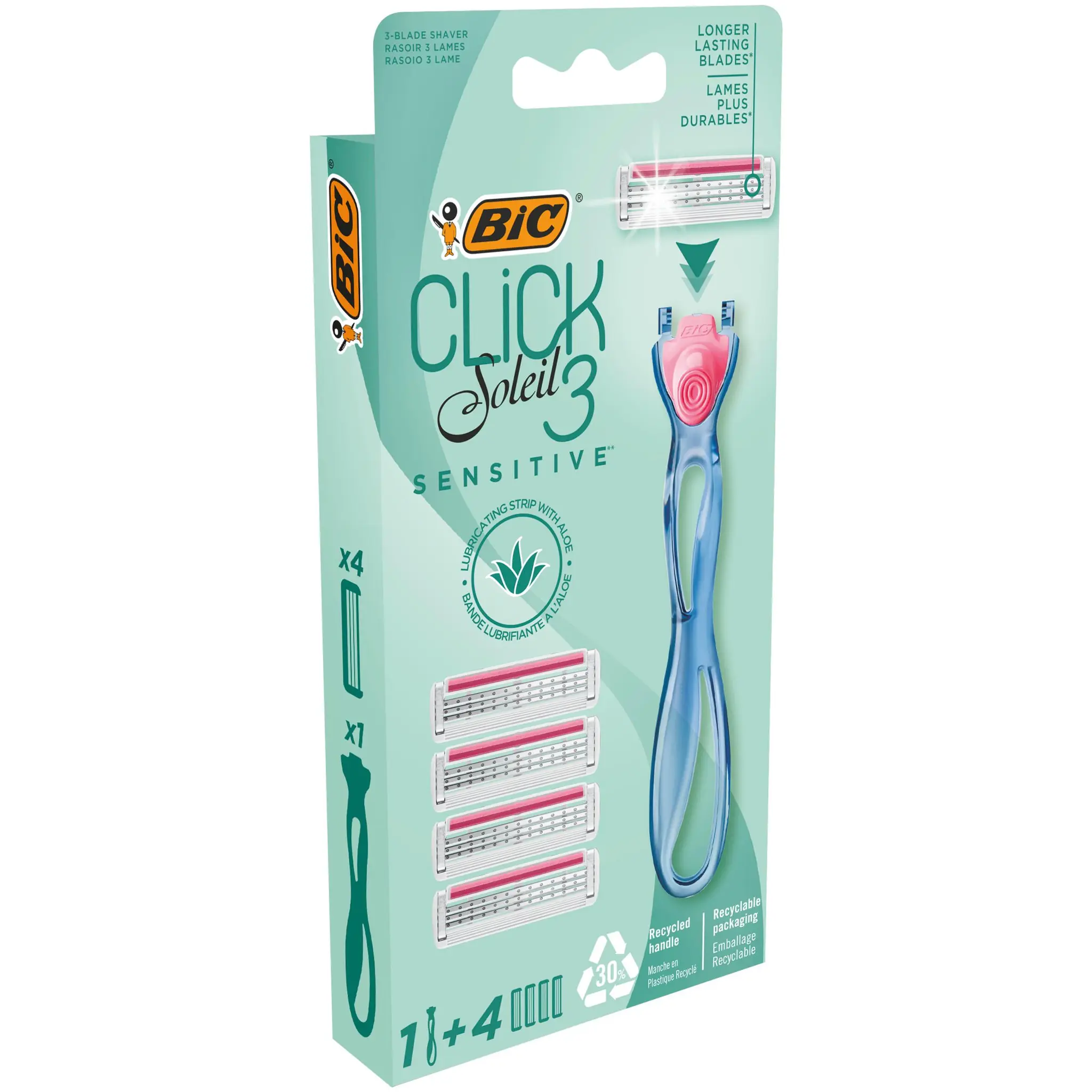 BIC Rasoir système clic 3 sensitive avec recharges