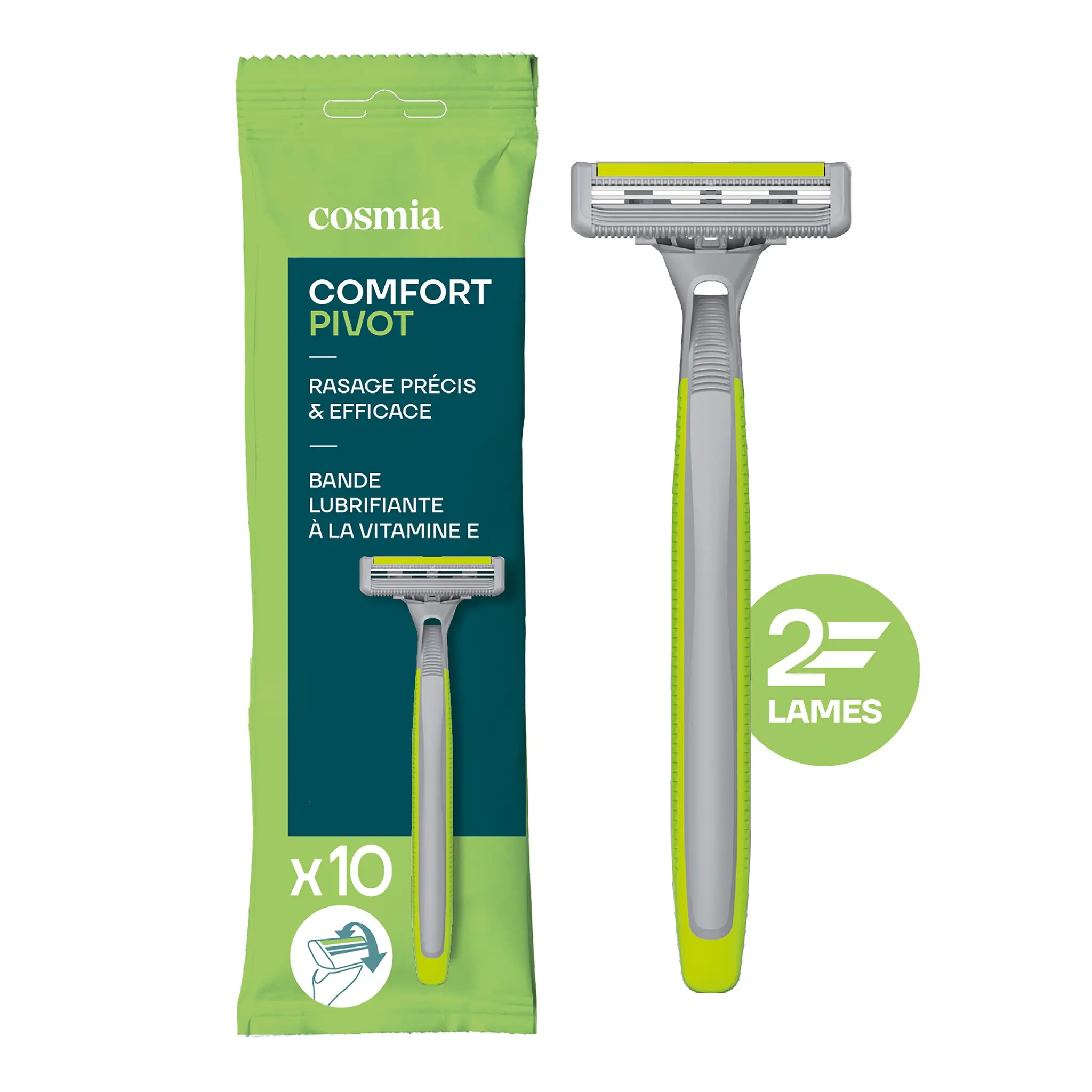 COSMIA MEN Confort pivot rasoirs jetables à tête pivotante pour peaux sensibles