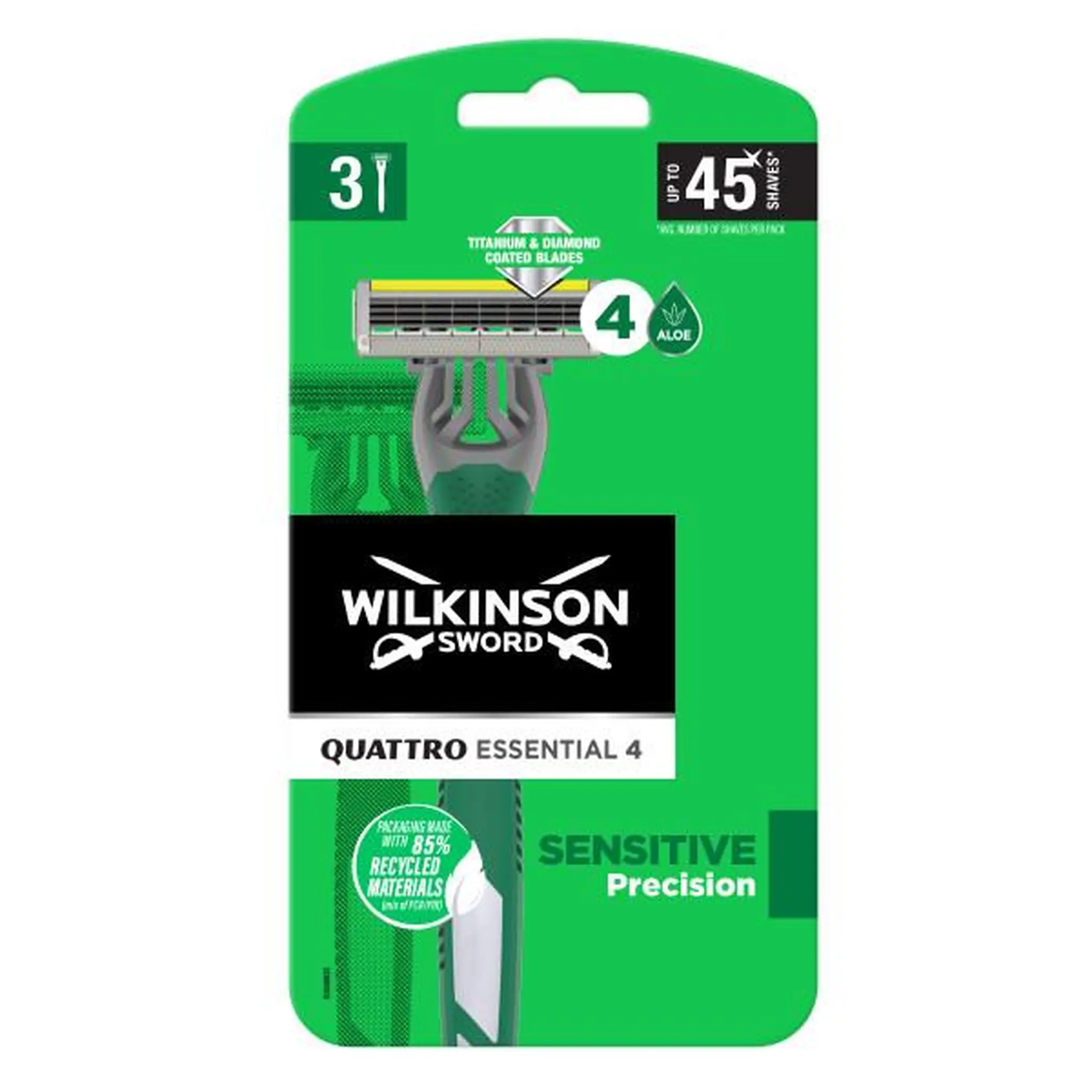 WILKINSON Quattro Essential 4 Rasoirs jetables sensitive précision 4 lames