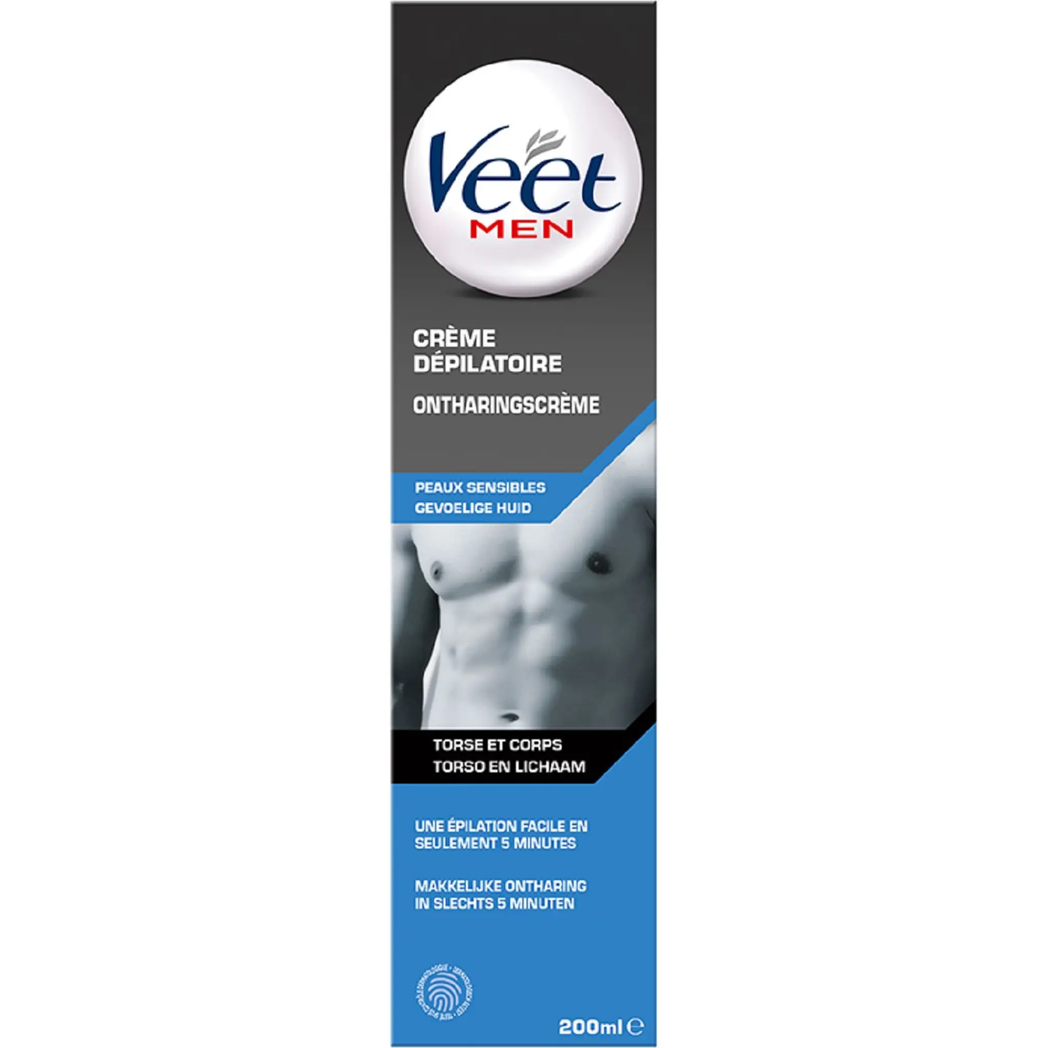 VEET Men Crème dépilatoire homme torse et corps peaux sensibles