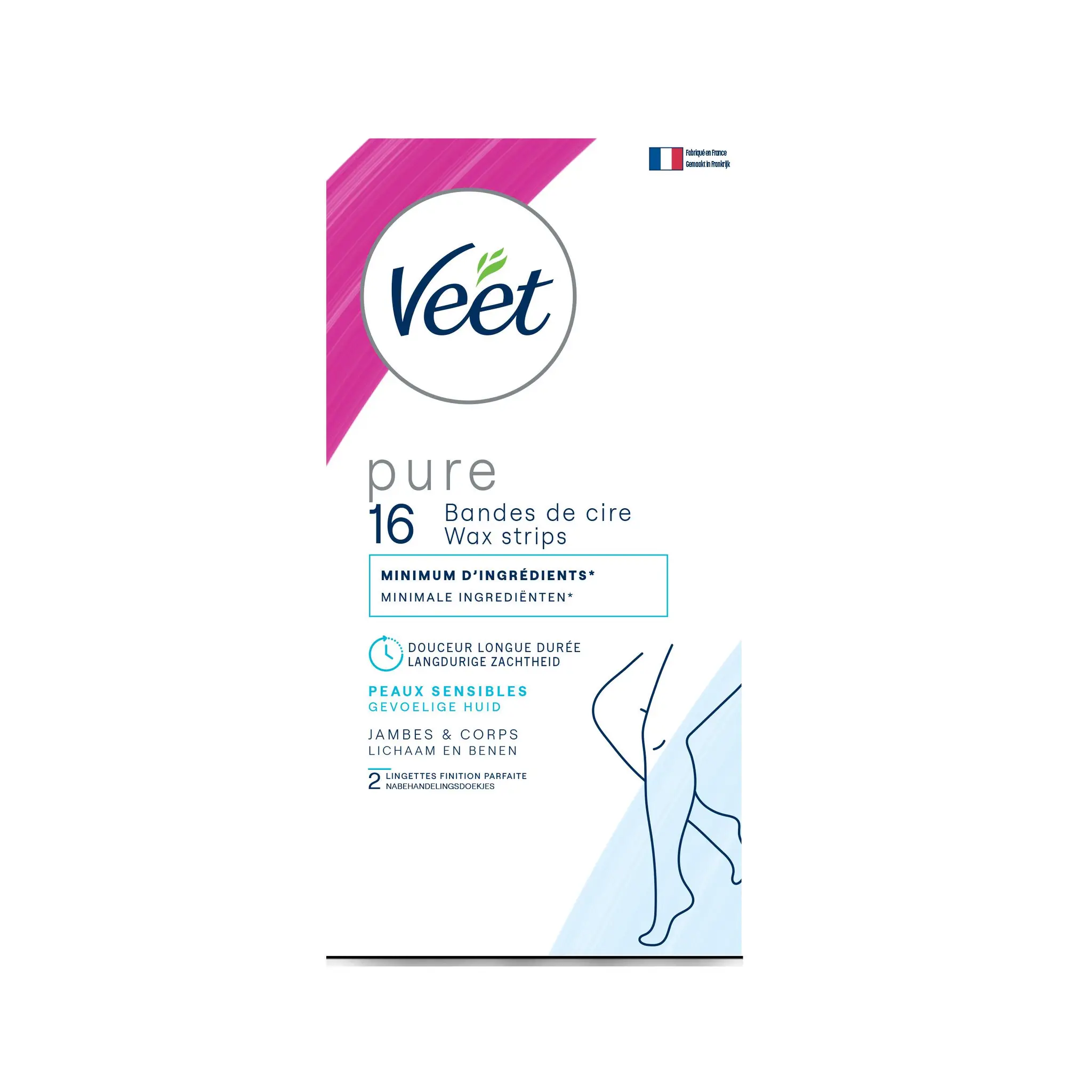 VEET Pure Bandes de cire jambes et corps peaux sensibles