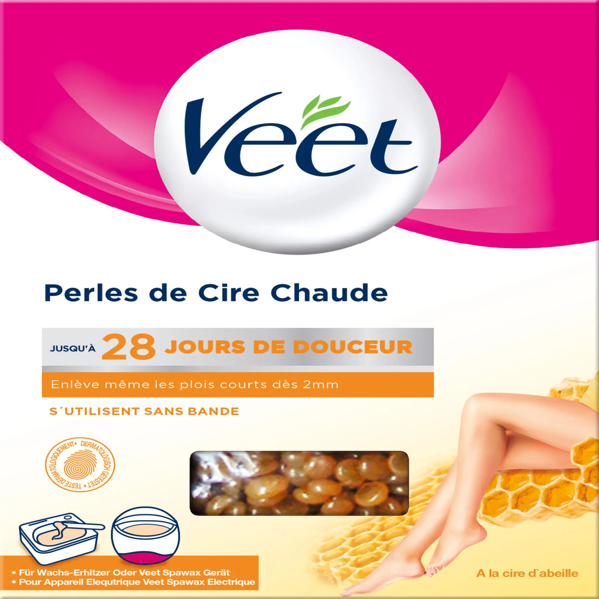 VEET Perles de cire chaude à la cire d'abeille