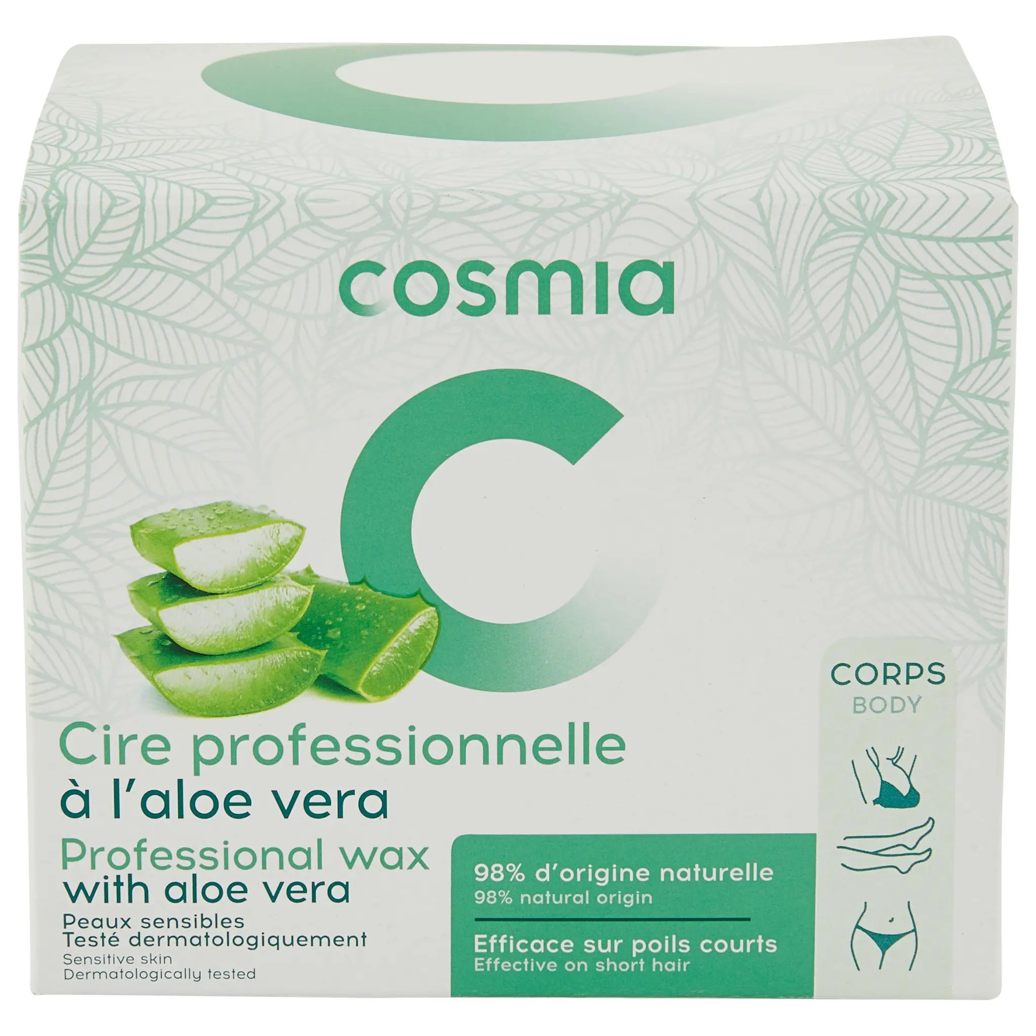 COSMIA Cire professionnelle à l'aloe vera pour peaux sensibles corps
